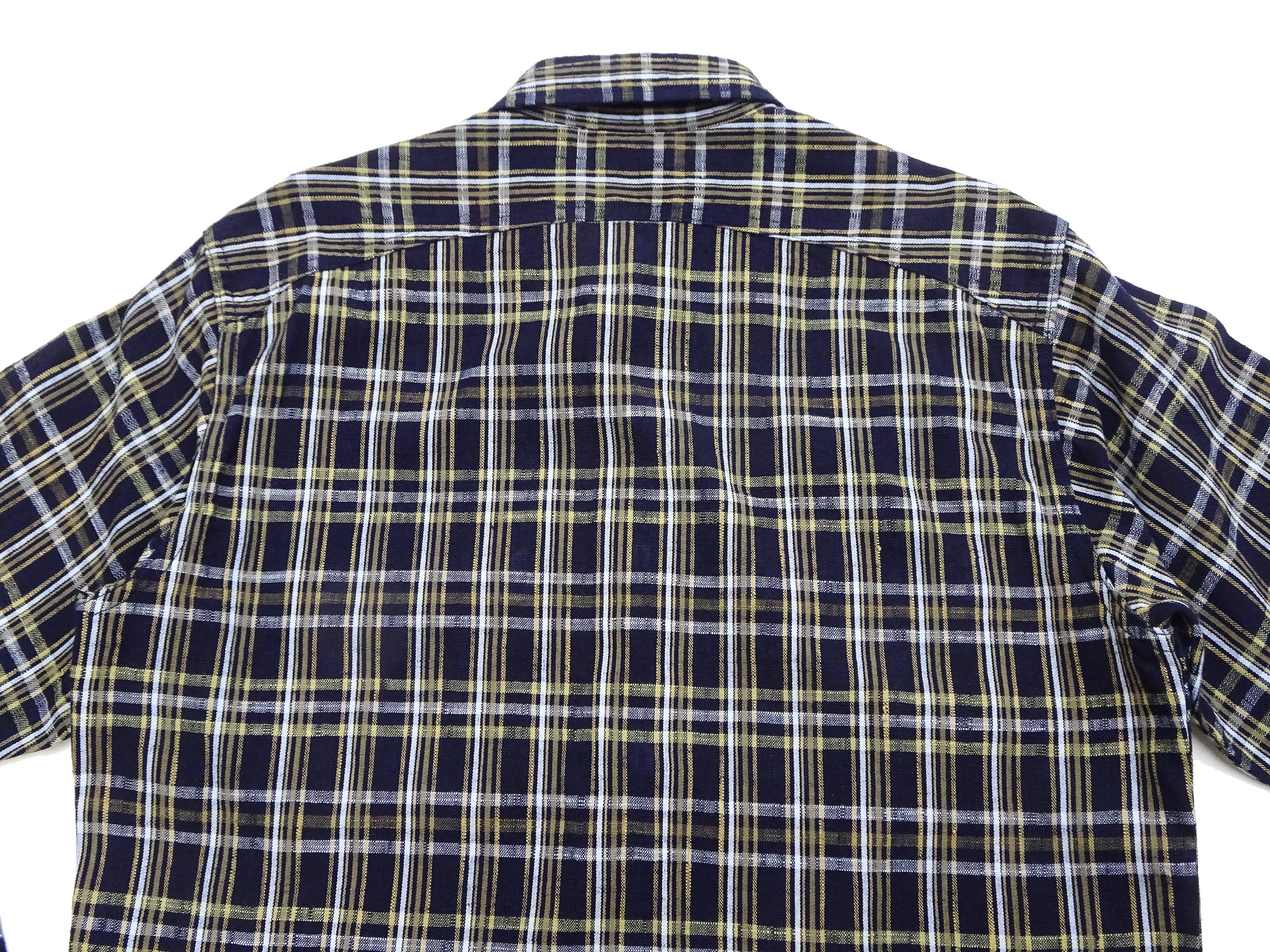 Men's Sugar Cane Indigo Plaid Long Sleeve Button-Up Work Shirt - Medium Weight Cotton SC29183 421 One Wash - Perfect for Casual Wear & Outdoor Work