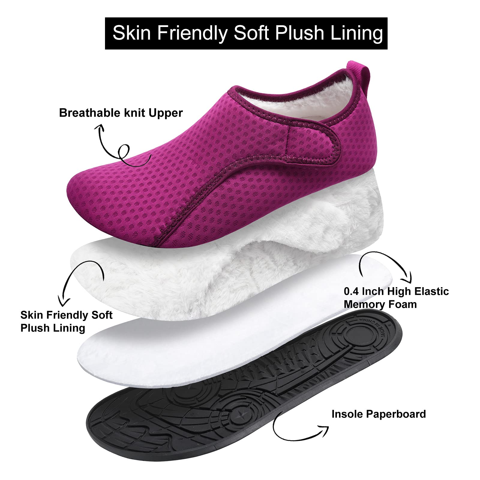 L-RUN Anti-Slip House Slippers for Women & Men - Warm Indoor/Outdoor Home Shoes for Comfort