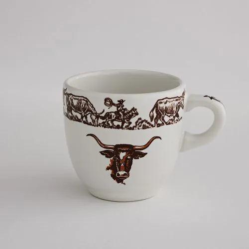 Longhorn China Cup and Saucer Set - Elegant Porcelain Tea Cup with Saucer for Coffee, Tea, and Dessert - Perfect for Afternoon Tea, Bridal Shower, and Home Decor