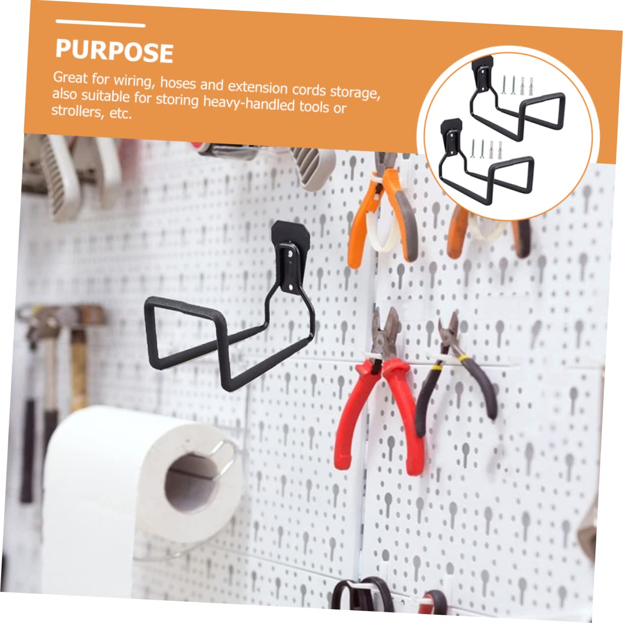 Heavy Duty Garage Hooks - 2 Pack Wall Hangers for Ladders & Tools | Durable Iron Storage for Garage Organization