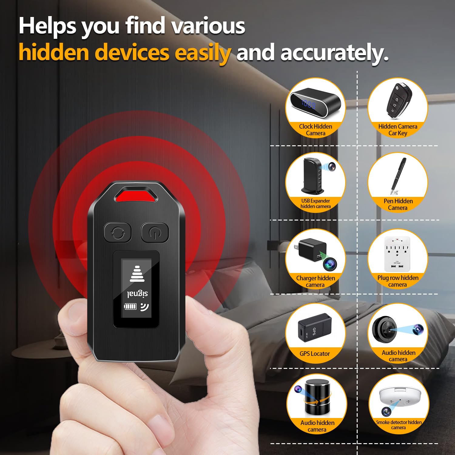 Hidden Camera Detector & Bug Finder - Anti Spy Device for GPS Tracker & Wireless Signal Detection | Privacy Protector for Home, Office & Travel Security