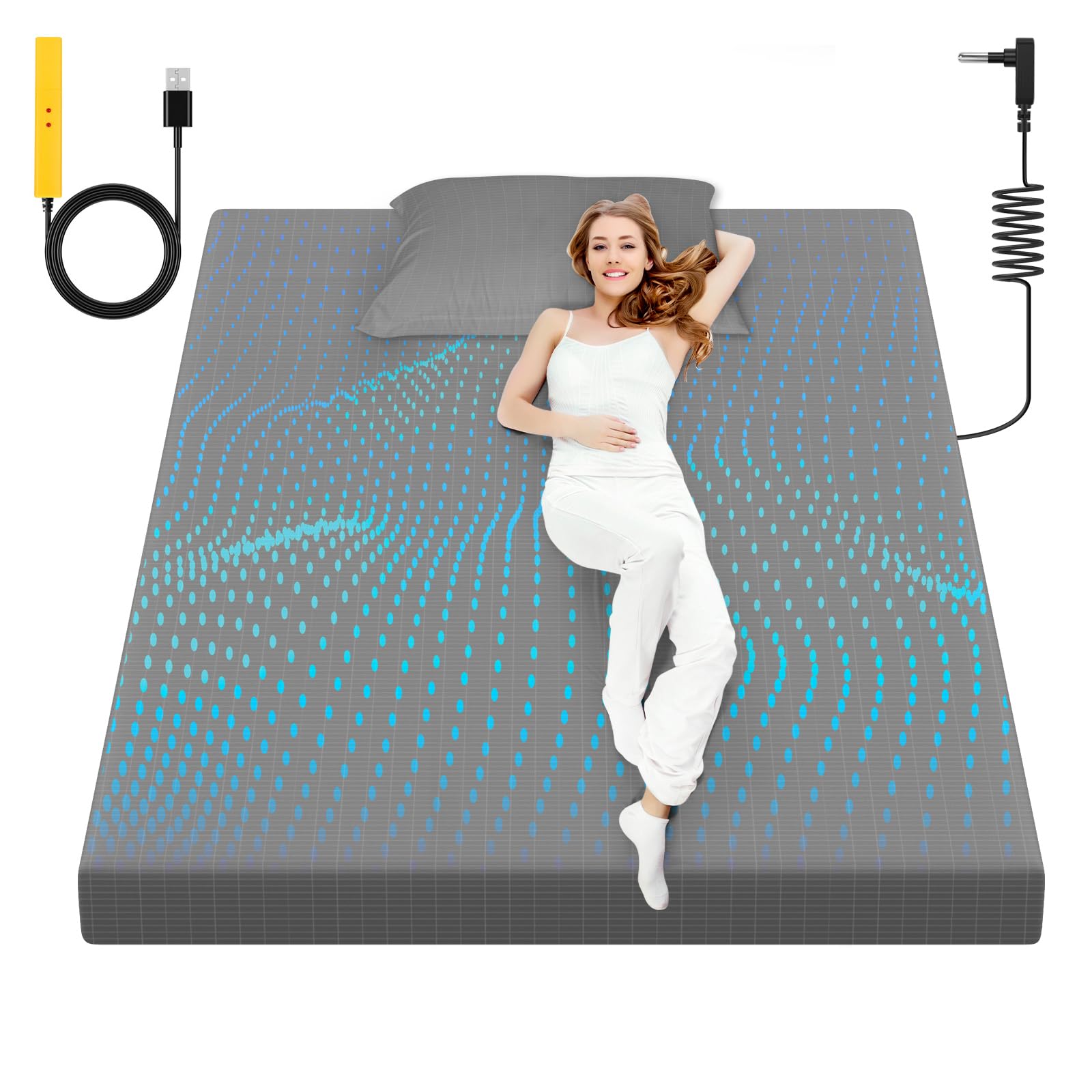 Organic Grounding Sheet - 90% Cotton + 10% Pure Silver Conductive Bed Sheet for Better Sleep & Pain Relief - Earth Connected Therapy Bedding (Gray, 39.4