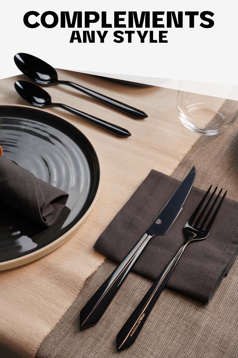 20-Piece Black Stainless Steel Flatware Cutlery Set - Service for 4 - Dishwasher Safe - Elegant Dinnerware for Home, Restaurant & Gifting - Dalstrong ©