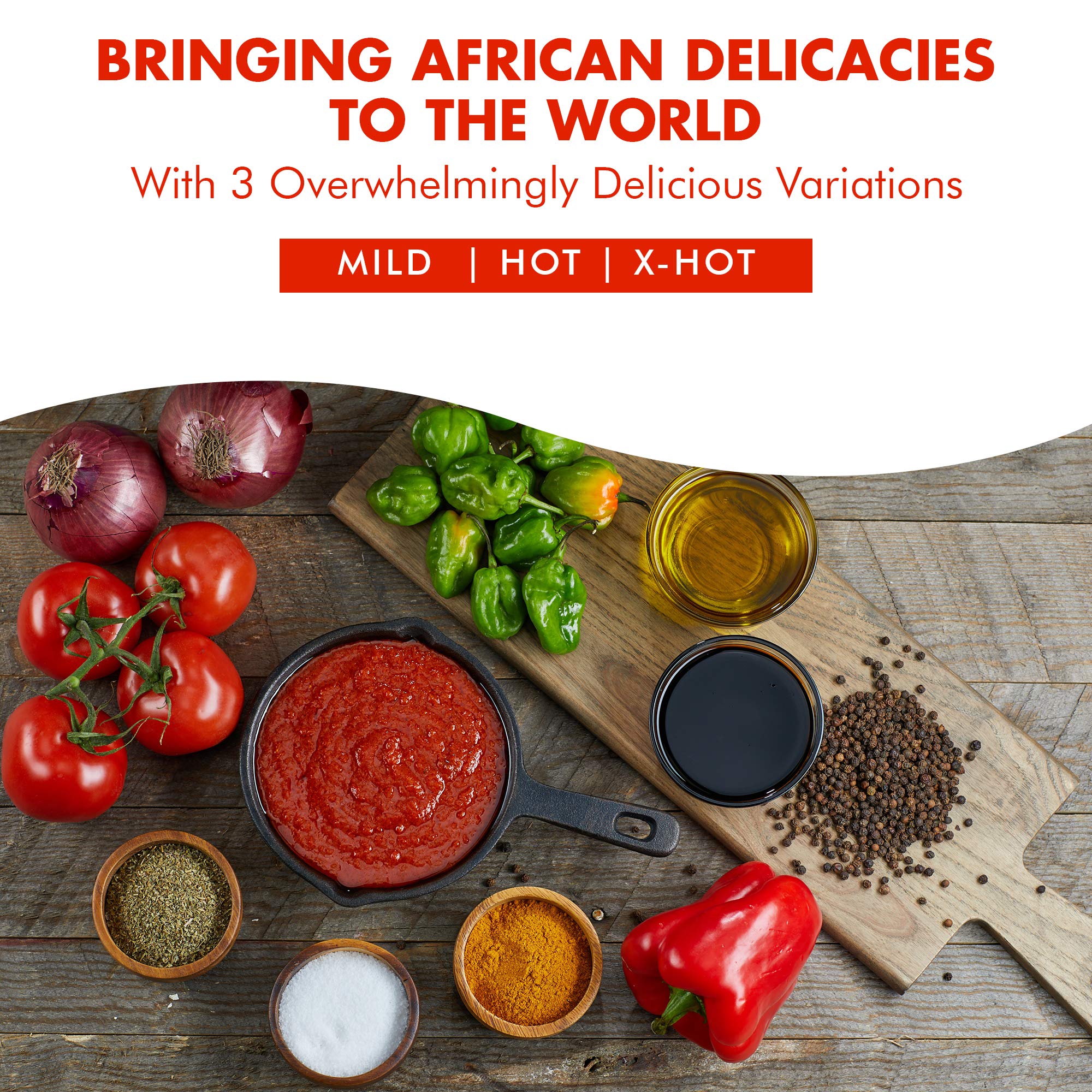 Nerrido African Style Hot Pasta Sauce - Canned Tomato Stew & Jollof Rice Red Sauce with Vegetables and Spices, 16oz (454g) 4-Pack | Perfect for Pasta, Rice Dishes, and African Cuisine