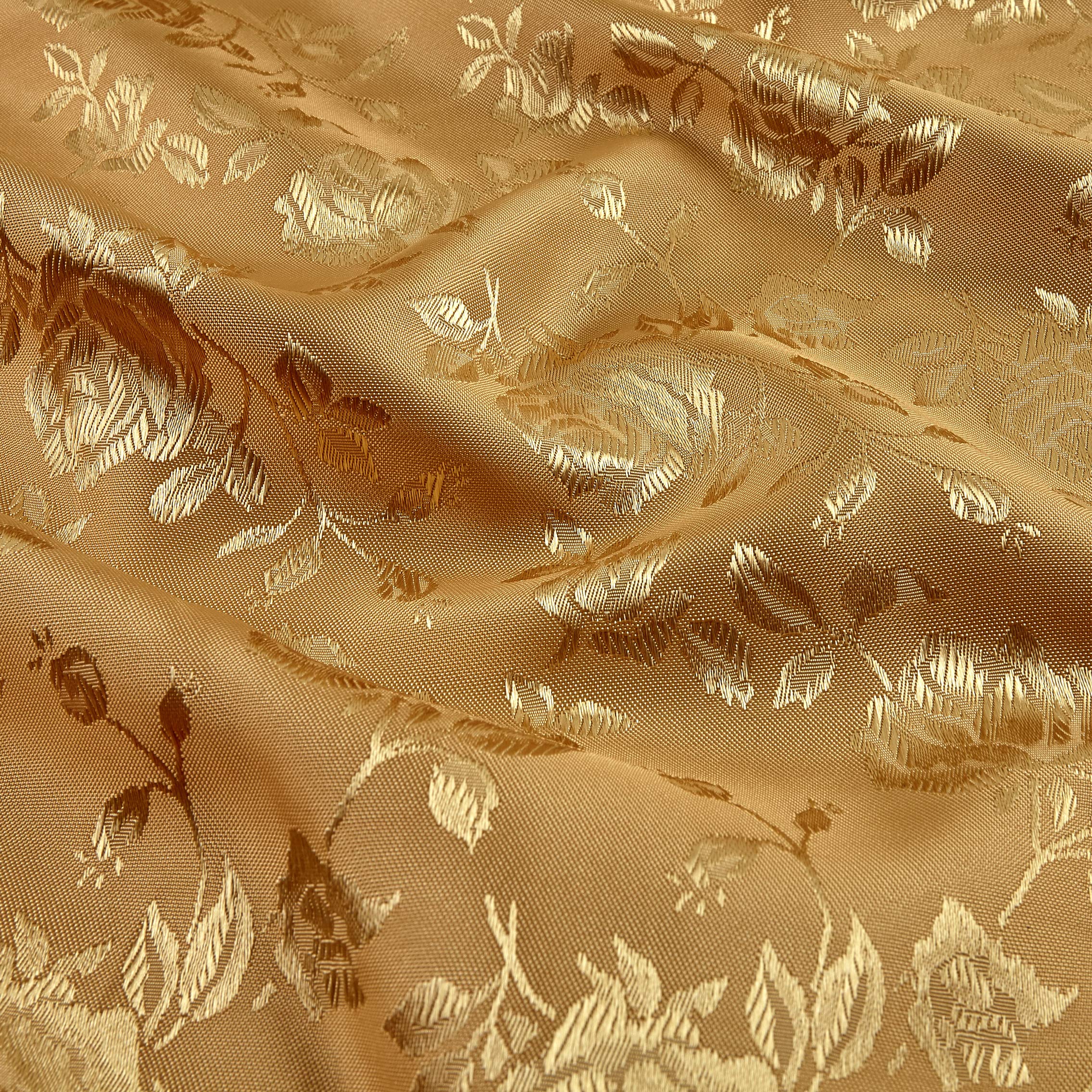 Luxury Rose Satin Jacquard Gold Fabric by the Yard - Premium Decorative Upholstery Material for Wedding Dresses, Curtains & Home Decor