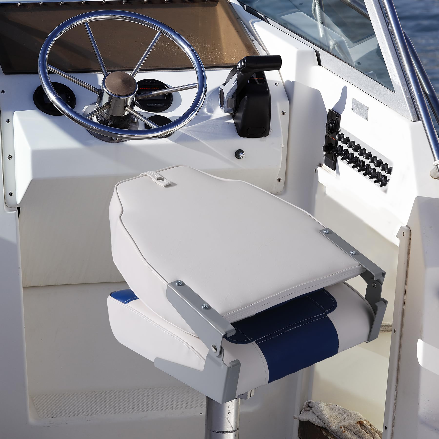2 Pack High Back Folding Boat Seats with Stainless Steel Screws - for Fishing, Canoe & Speedboat
