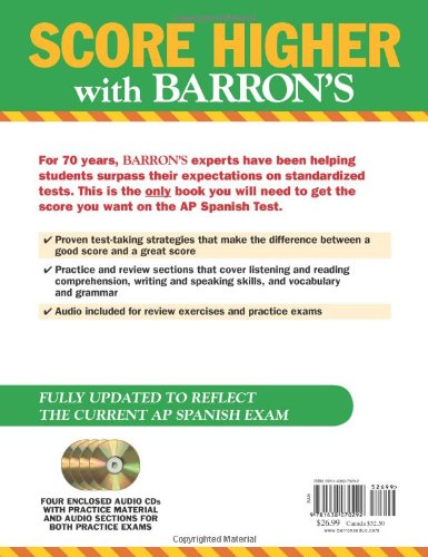 Barron's AP Spanish Language and Culture Exam Prep Book with Audio CDs - Study Guide for High School Students & College Credit Test Takers | Perfect for Classroom Learning & Self-Study