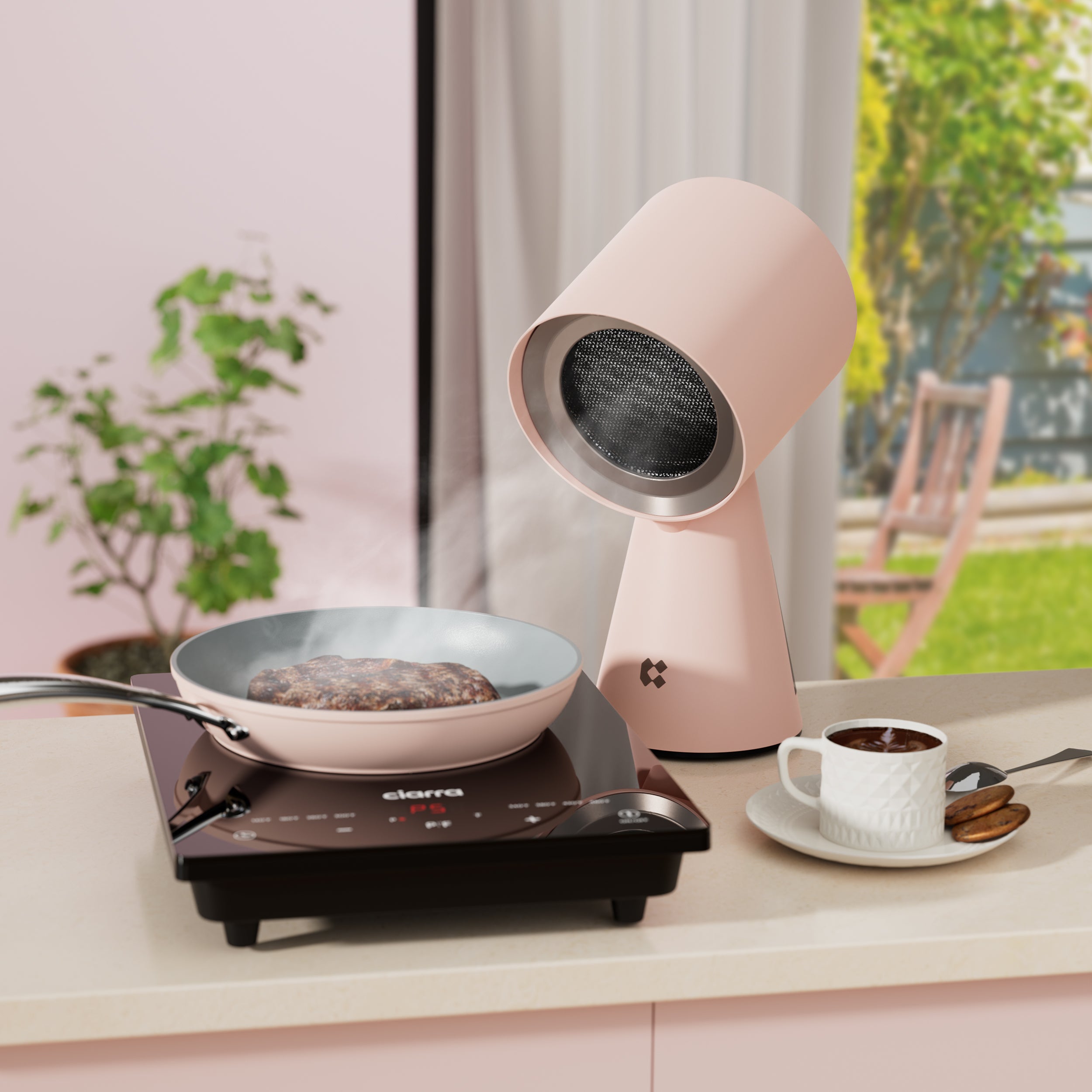 Ciarra Kitchen CookVent Duo: Portable Induction Cooktop with Built-in Hood for Donut Making - Perfect for Home Kitchens, Food Trucks, and Small Business Cooking