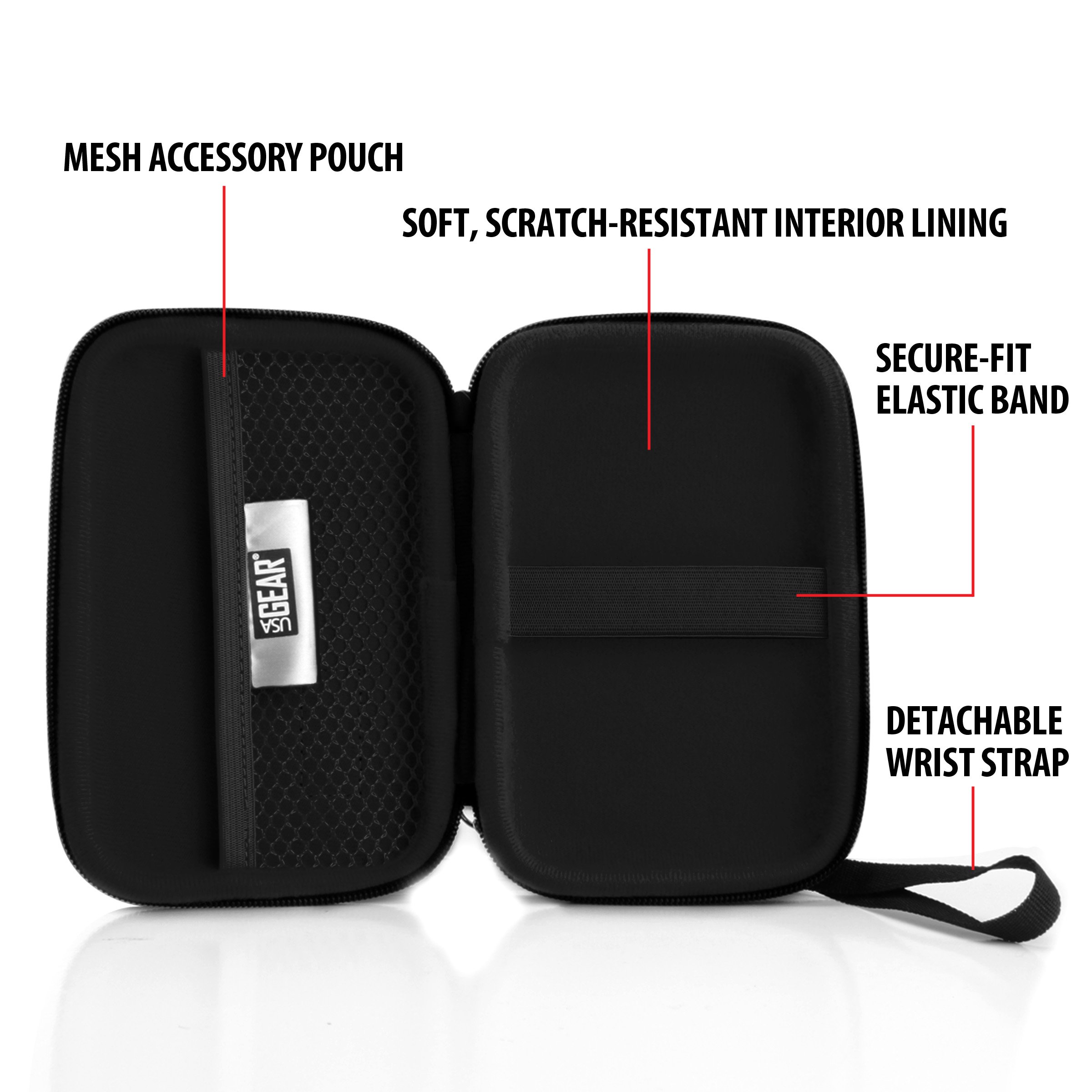 USA GEAR Hard Shell Portable Printer Case - Scratch-Resistant Interior, Wrist Strap - Compatible with HP Sprocket 2x3, Instax Mini Link 2, Kodak Printomatic & More - Perfect for Travel, Parties & Photo Printing On-The-Go - Galaxy Design