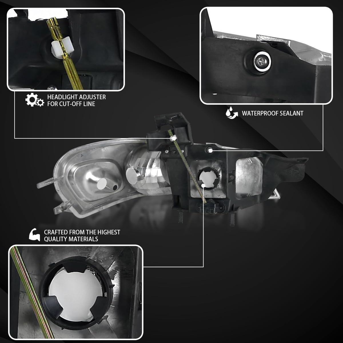 AUTOZENSATION Black Housing Clear Lens Headlights & Corner Lights Pair for 1997-2005 Chevy Venture & 1997-2004 Oldsmobile Silhouette - Left & Right Replacement Headlamps | Perfect for Night Driving & Vehicle Restoration Projects