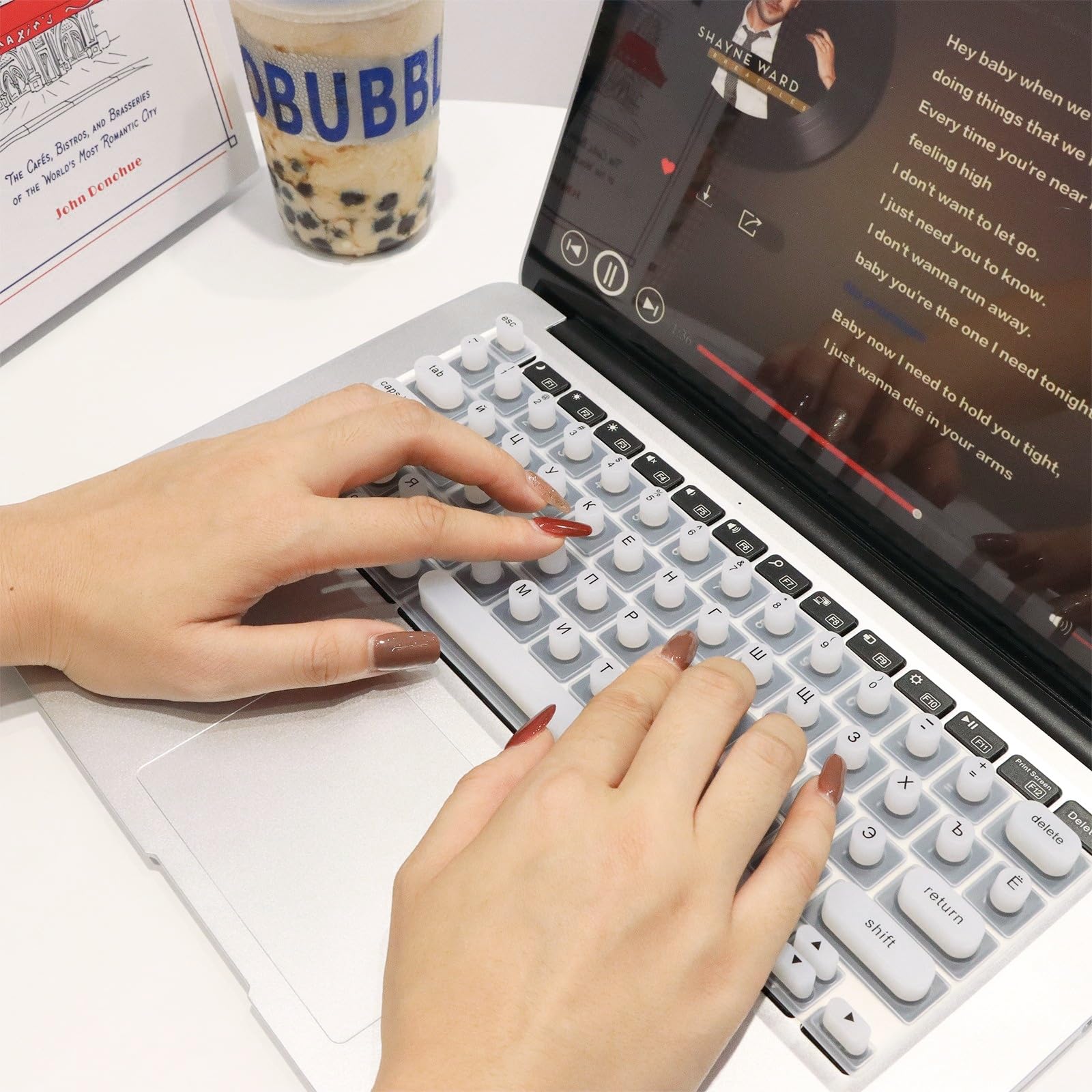 MacBook Keyboard Cover for MacBook Air & Pro Series - Long Nails Friendly, Anti-Dust Protective Keyboard Protector (Black) | Perfect for Nail Art Enthusiasts & Office Work