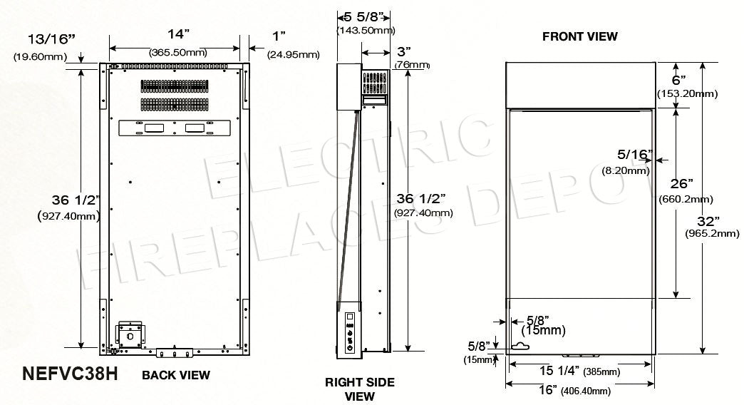 Napoleon Allure Vertical 38 Inch Wall Mount Electric Fireplace - Modern Heating Solution for Living Room, Bedroom & Office Spaces