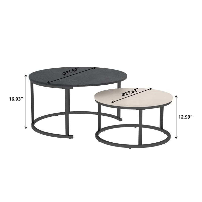 Modern Round Coffee Table - Minimalist 2-Tier Nesting Table for Living Room & Office - Side Table, End Table - Perfect for Small Spaces, Home Decor, Coffee Break & Reading Nook