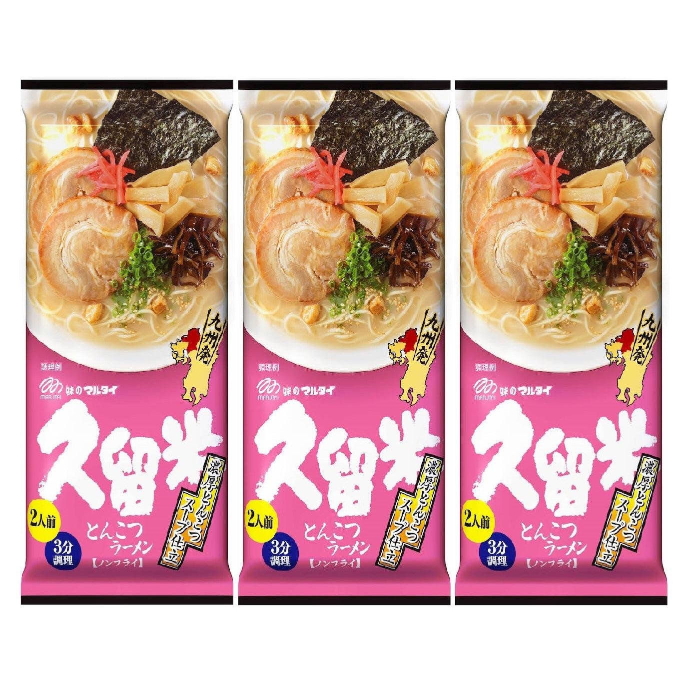 Marutai Kurume Rich Tonkotsu Instant Ramen (Pack of 3) - Authentic Japanese Pork Bone Broth Noodles - Perfect for Quick Meals, Office Lunches & Late Night Snacks