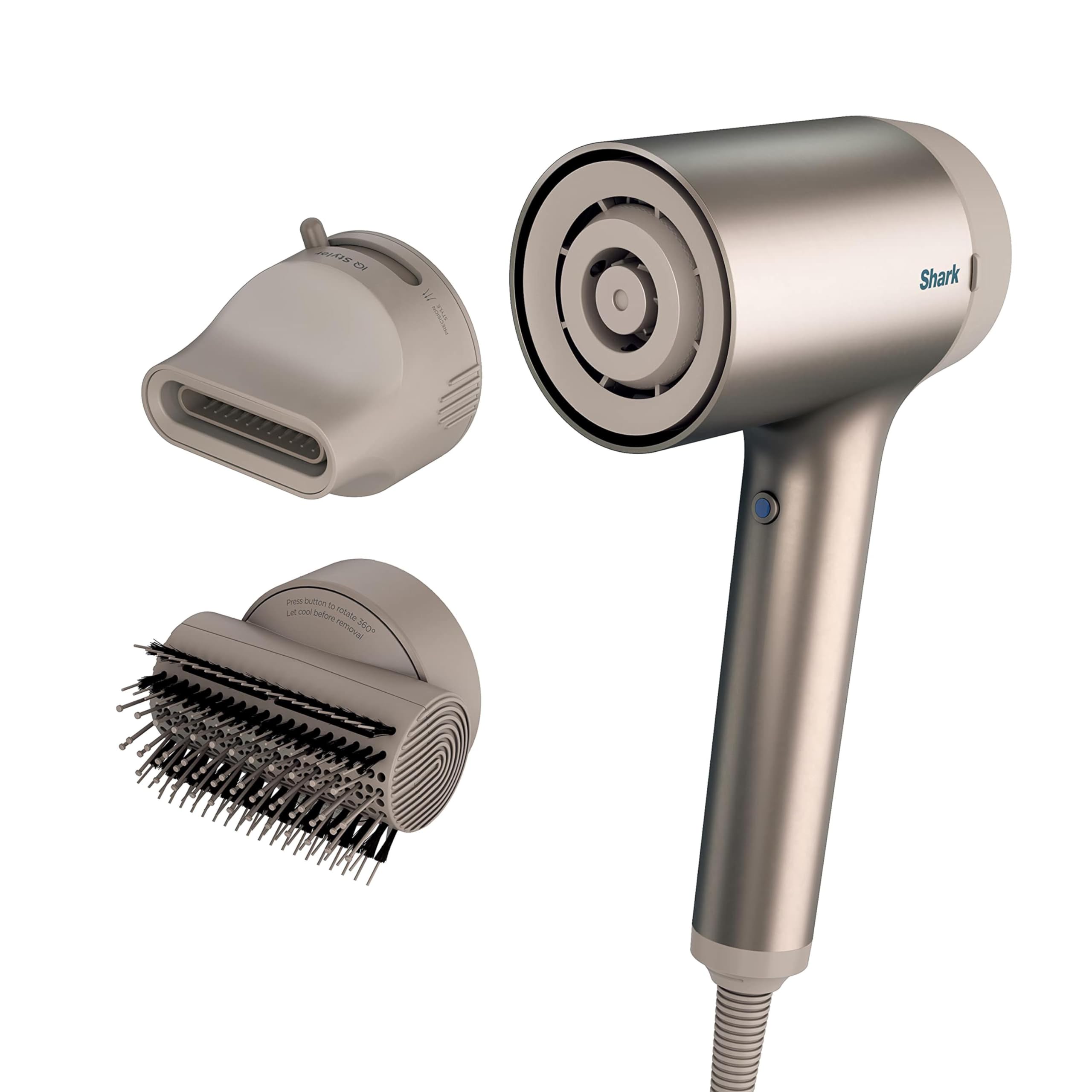 Shark HyperAIR Ionic Hair Dryer with 2-in-1 Concentrator & Styling Attachments - Auto Presets, Rotatable Hot Air Brush, No Heat Damage for Salon-Quality Blowouts at Home | Perfect for Daily Styling, Travel & Professional Salon Use