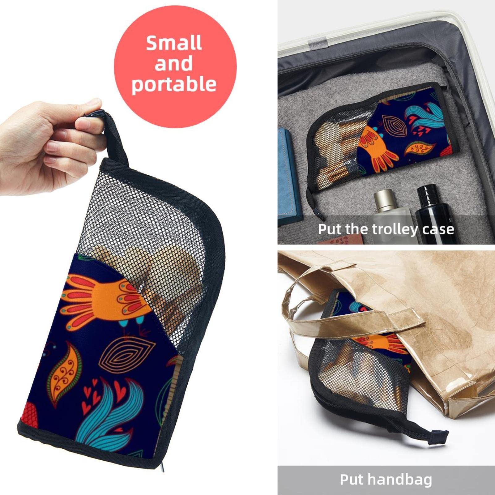 Retro Birds Makeup Brush Organizer Bag with 12 Brushes - Portable Cosmetic Brush Holder Set for Travel, Wedding & Professional Makeup Artists