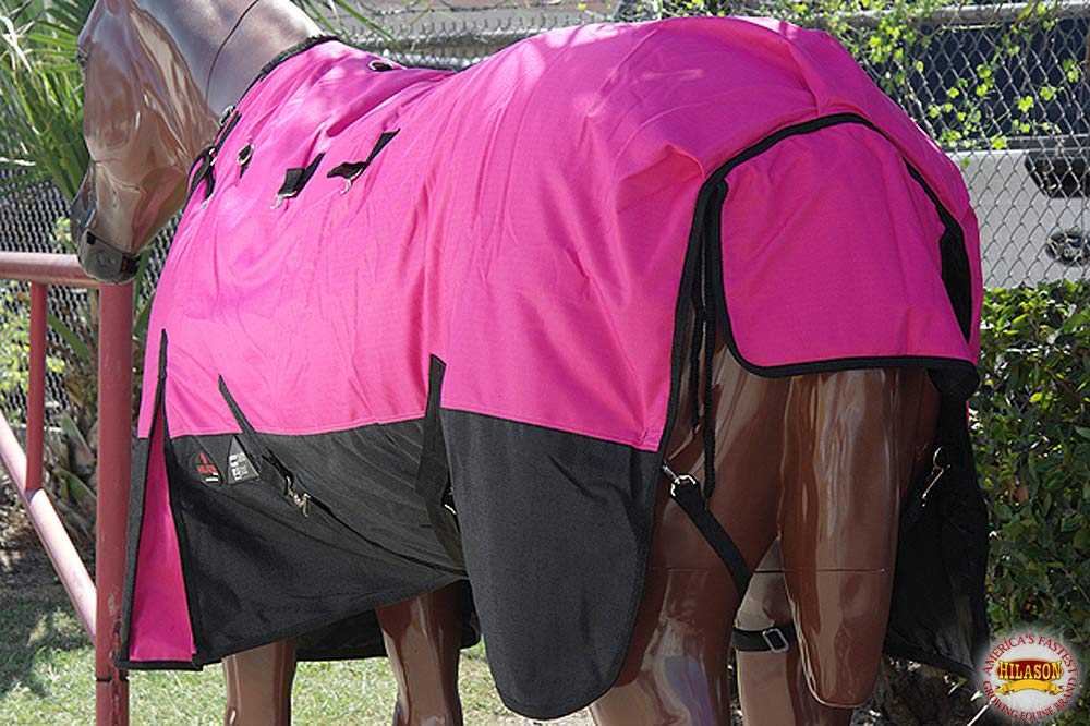HILASON 1200D Winter Waterproof Poly Horse Blanket with Belly Wrap - Heavy Duty Turnout Blanket for Horses 74 Inch - Ideal for Cold Weather Riding, Stable Use & Outdoor Protection