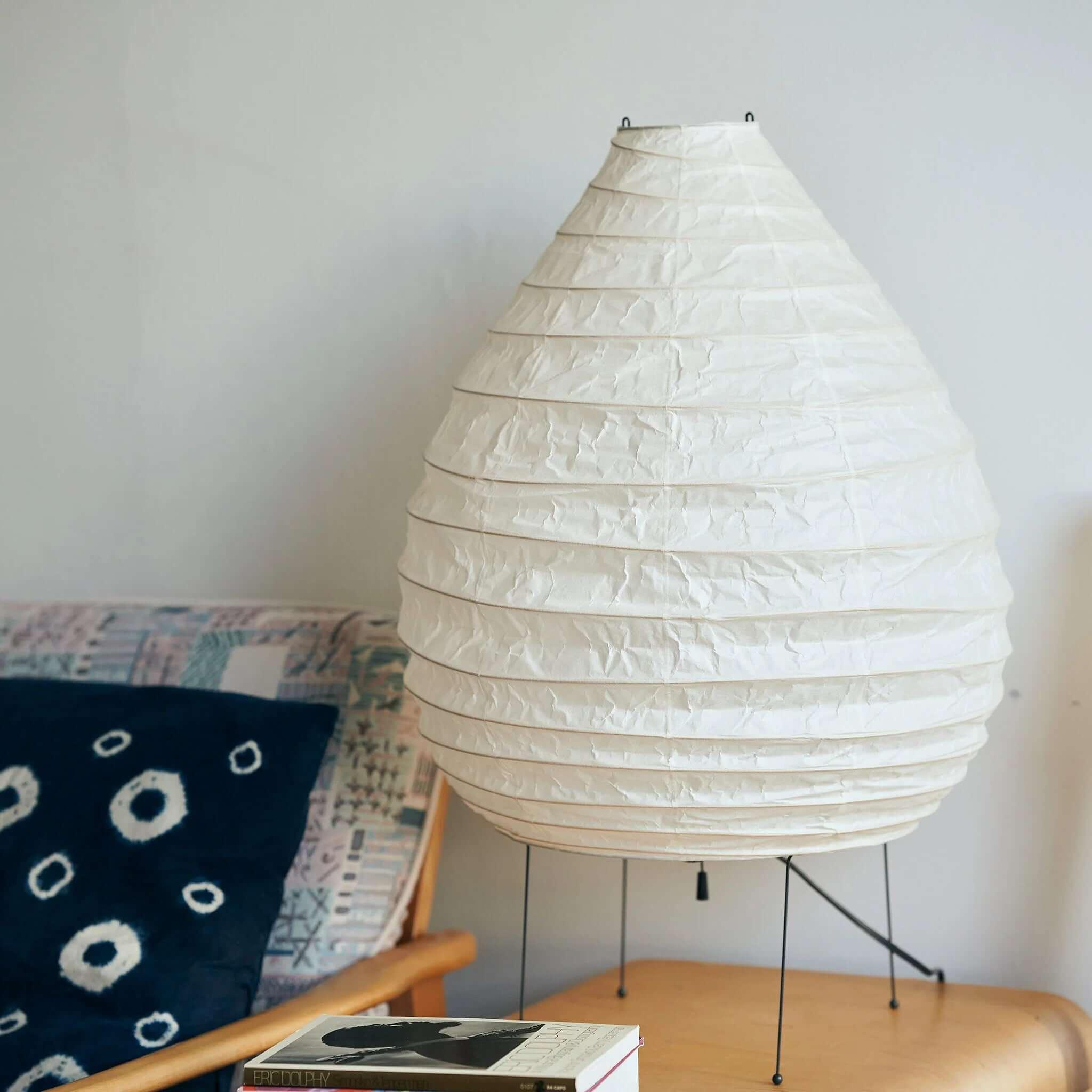 Japanese Washi Paper Lantern Table Lamp - Handmade Traditional Shoji Style Lighting for Bedroom, Living Room & Meditation Spaces