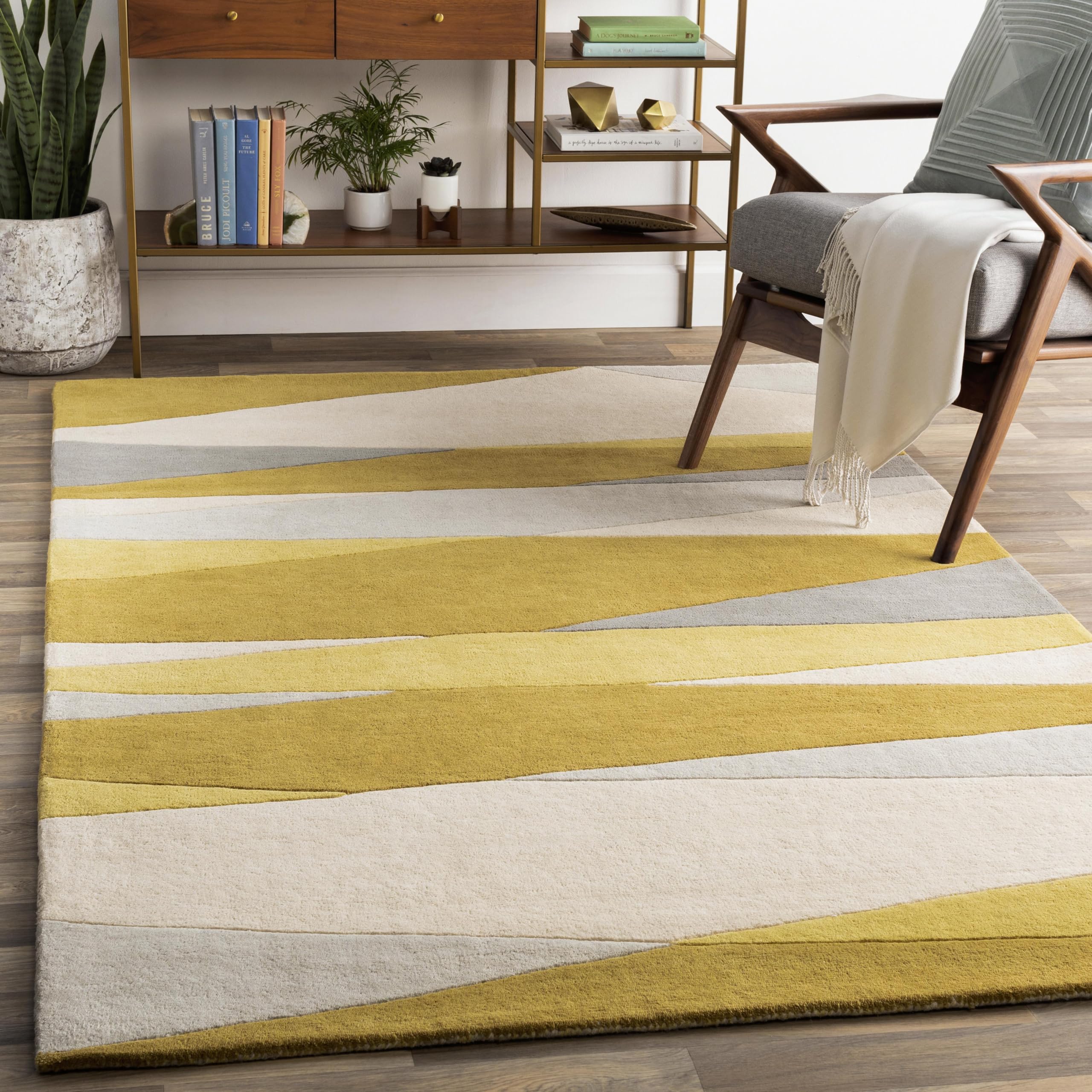 Mark&Day 4x6 Modern Wool Area Rug - Mulhouse Cream Beige Green Yellow Carpet for Living Room, Bedroom, Kitchen | Soft & Durable Floor Mat for Home Decor, Office, Entryway (4' x 6')