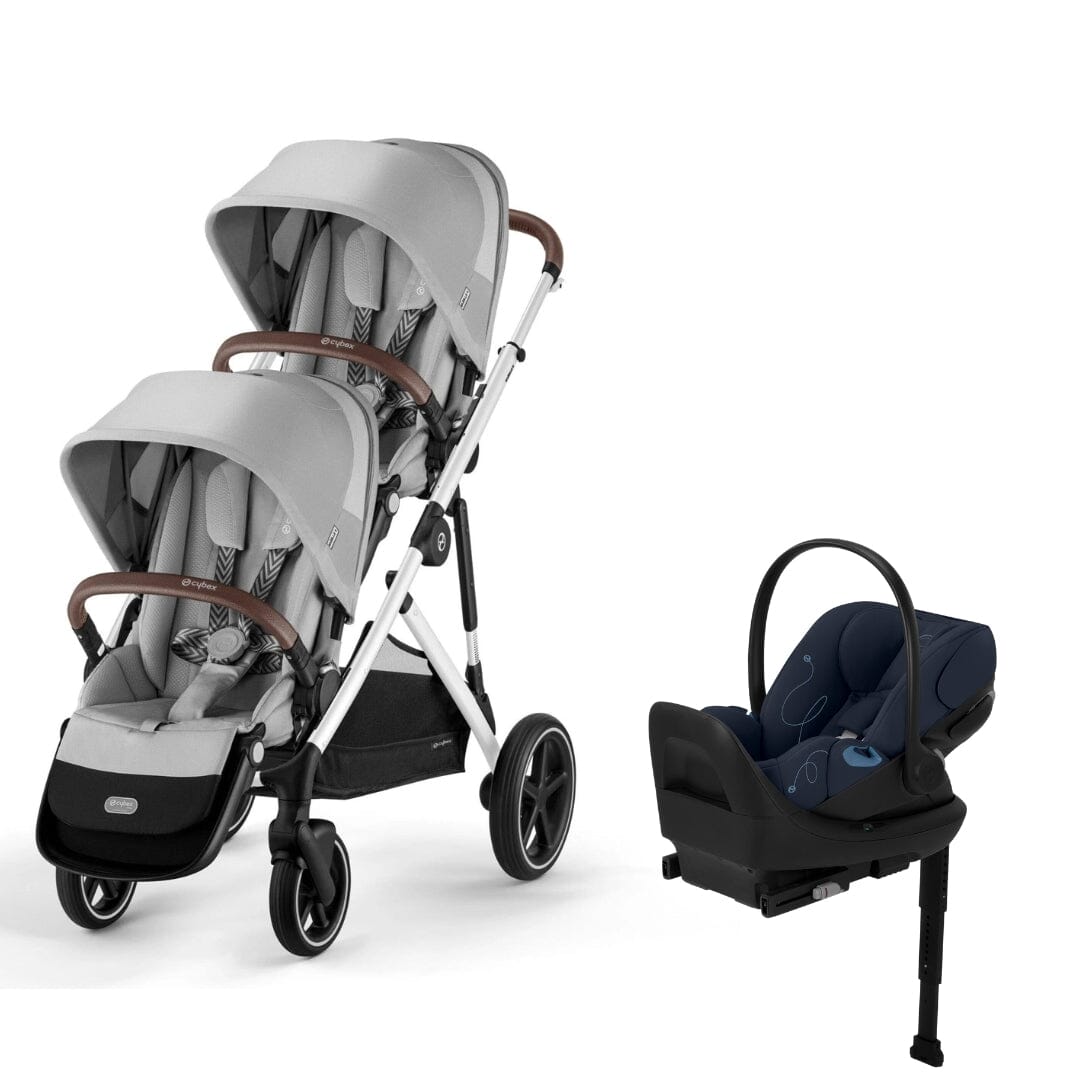 Cybex Gazelle S 2 Double Stroller & Cloud G Lux Travel System - Lightweight Compact Baby Stroller for Twins with Adjustable Seat - Perfect for City Walks, Shopping & Travel
