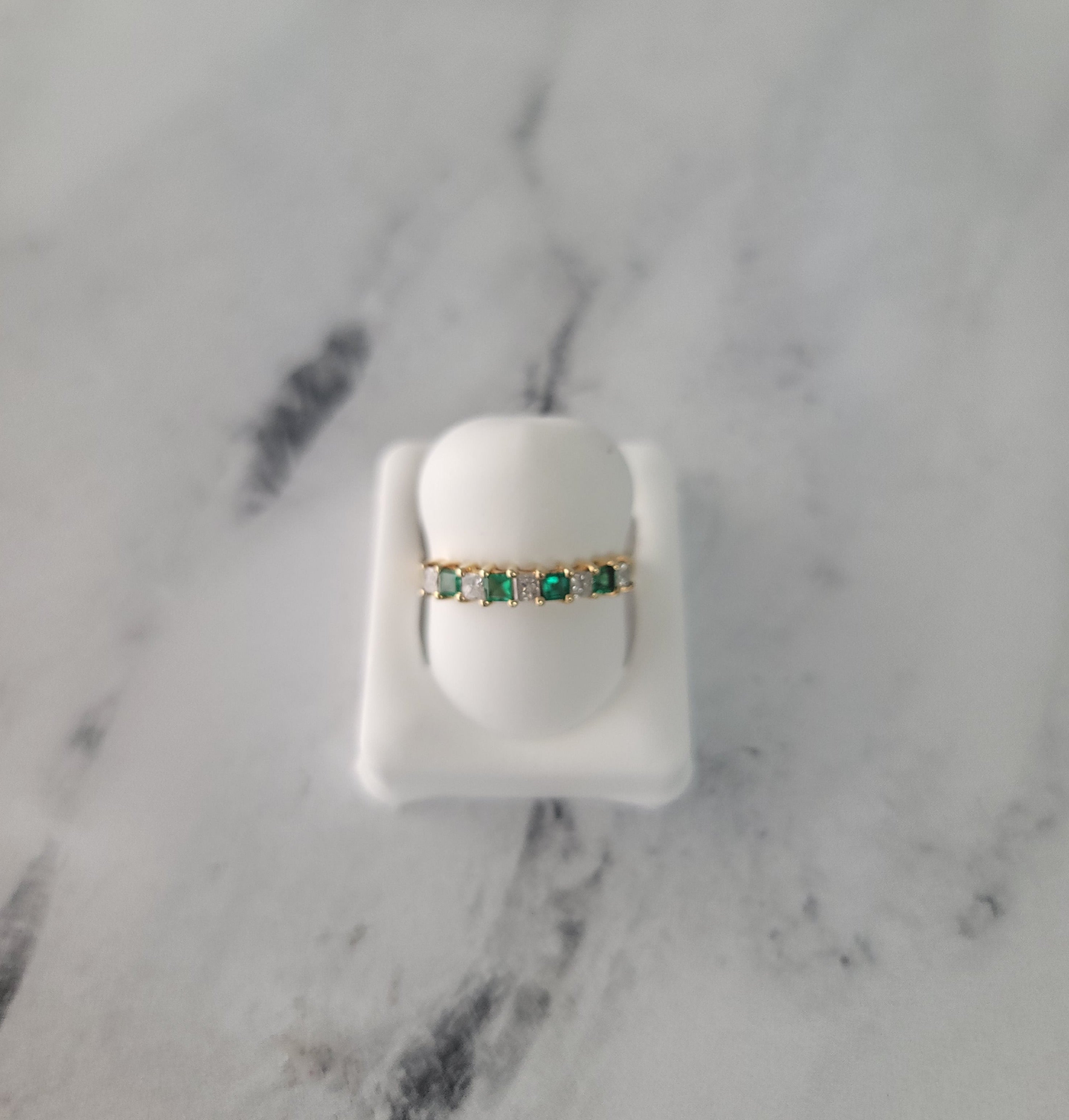 14K Yellow Gold Diamond & Emerald Wedding Band - 0.66cttw Elegant Bridal Ring for Women, Perfect for Engagement, Anniversary & Special Occasions