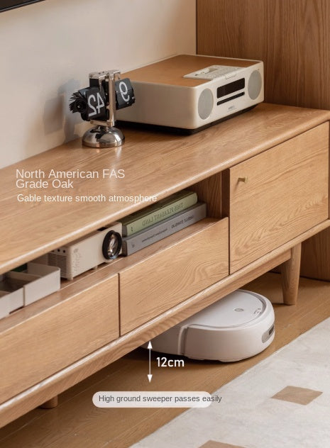 Solid Oak Wood Scandinavian TV Stand with Storage - Modern Living Room Entertainment Center for TV, Gaming & Media Storage