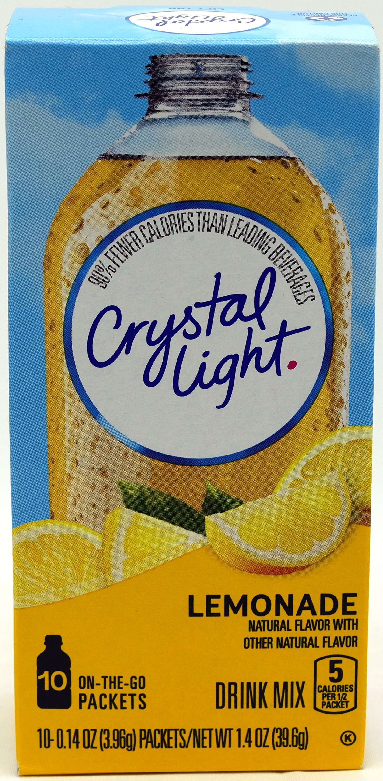 Crystal Light On The Go Natural Lemonade Drink Mix - 10 Packets per Box (Pack of 30) | Sugar-Free & Low-Calorie Powdered Beverage for Hydration | Perfect for Travel, Gym & Office