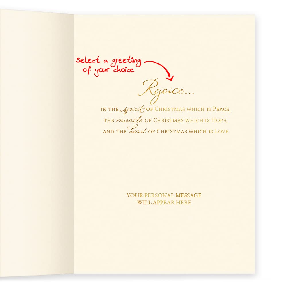 25 Personalized Religious Christmas Cards with Foil-Lined Envelopes - Nativity Scene Design with Ribbon Accent - Perfect for Holiday Greetings, Business Gifts & Family Correspondence