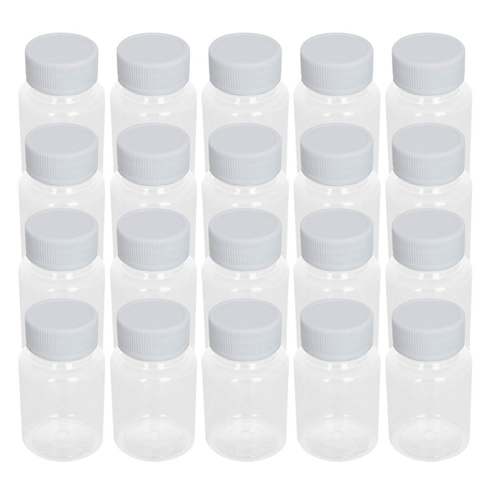 Othmro 20Pcs 80ml Plastic Lab Bottles - Wide Mouth Chemical Reagent Containers for Liquid & Solid Samples - Round Experiment Storage Bottles with Sealing Cap - Ideal for Laboratory, Science Class & DIY Projects
