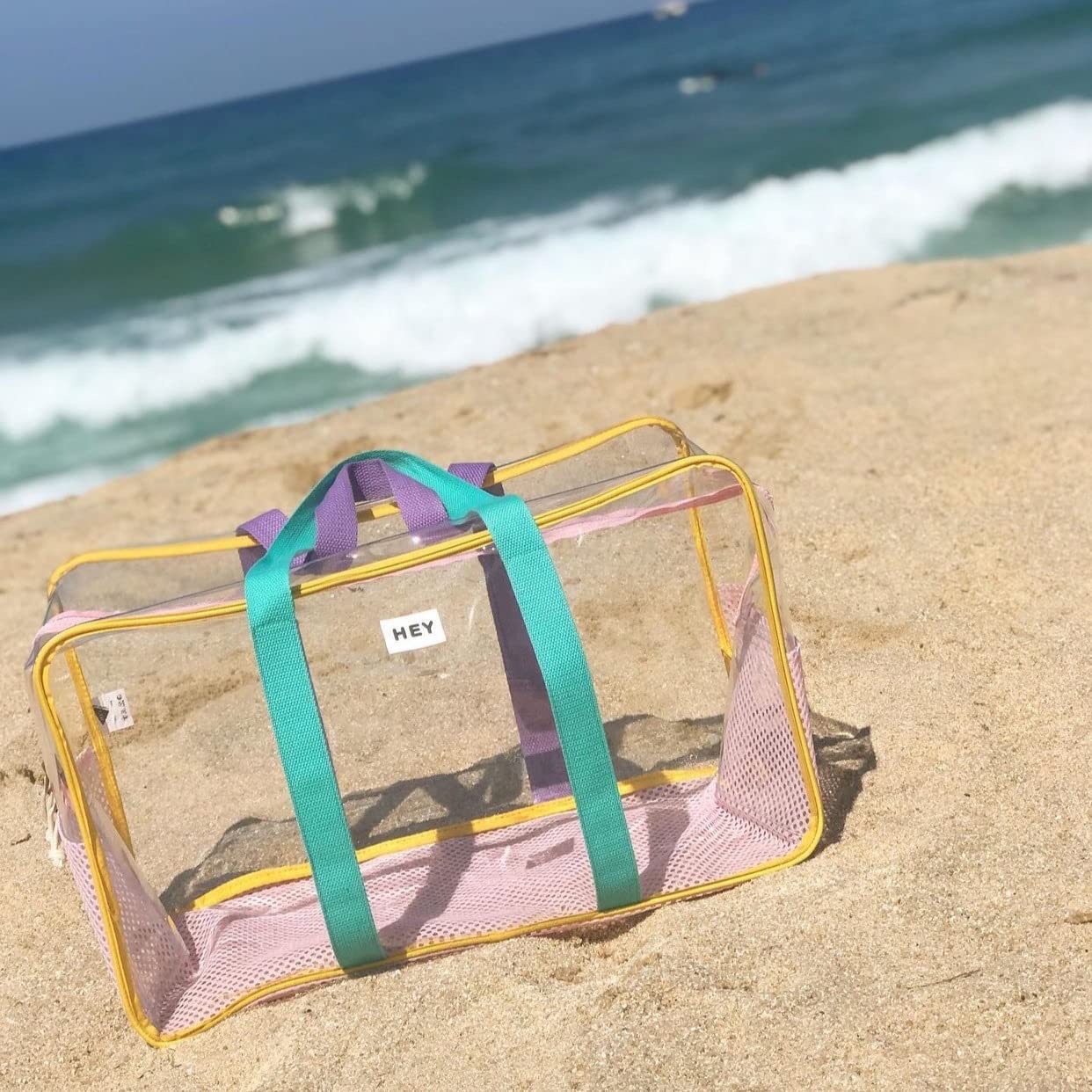 AONUOWE Kawaii Clear Lunch Bag - Cute Transparent Tote Bag for Women, Large Beach Shoulder Bag, Travel Toiletry Organizer - Perfect for School, Work, Gym & Vacation