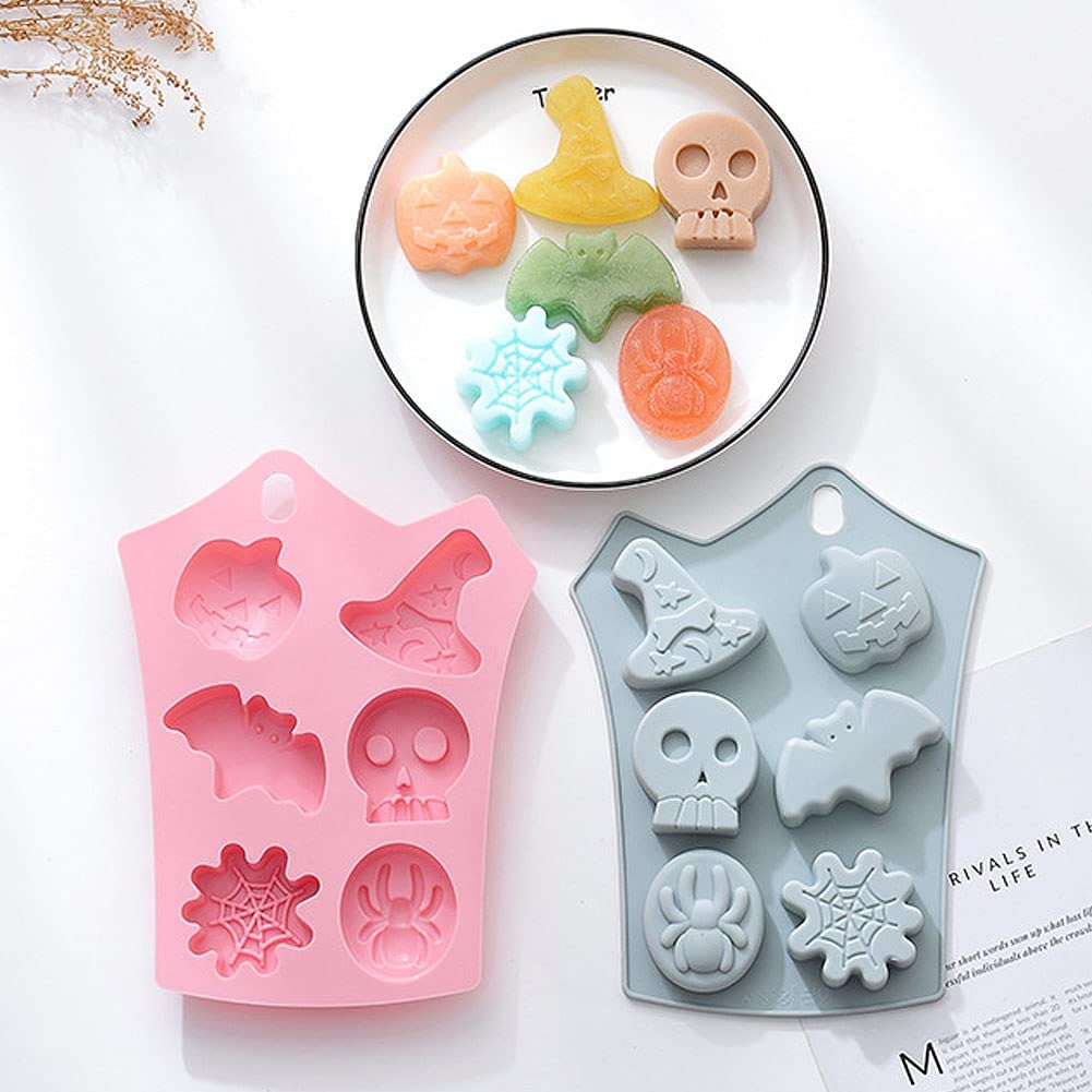 CANDeal 2-Piece Halloween Silicone Baking Mold Set - Nonstick Ghost & Pumpkin Cake Molds, Cookie Molds for DIY Halloween Bat, Skull & Chocolate Fondant - Perfect for Halloween Party Treats, Cupcake Decorating & Holiday Baking