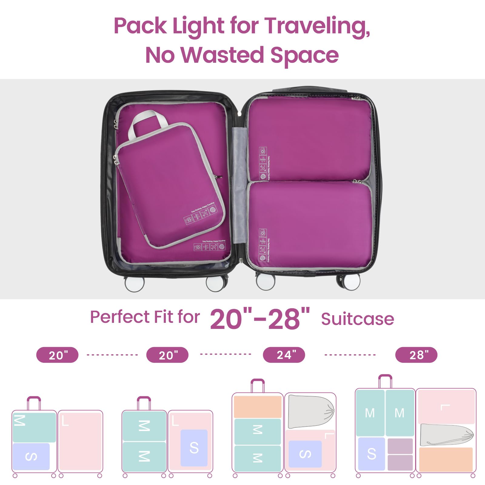 Cambond Compression Packing Cubes for Travel - Space Saving Luggage Organizers for Women, Carry On Suitcase Essentials (Set of 3/4/5) | Perfect for Business Trips, Vacations & Weekend Getaways