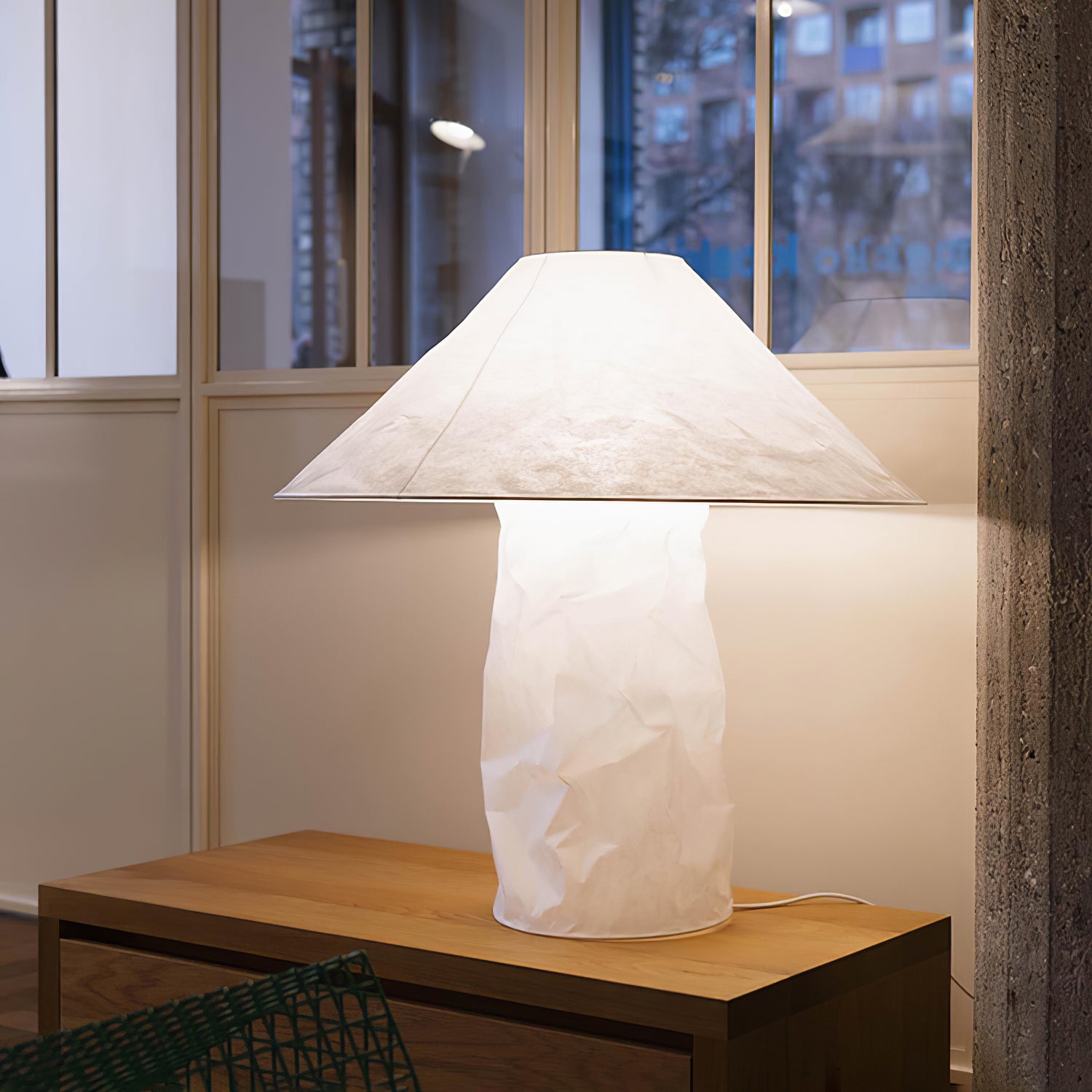 Crinkle Paper Table Lamp - Modern Decorative LED Light for Bedroom, Living Room & Office - Eco-Friendly Home Decor Gift Idea