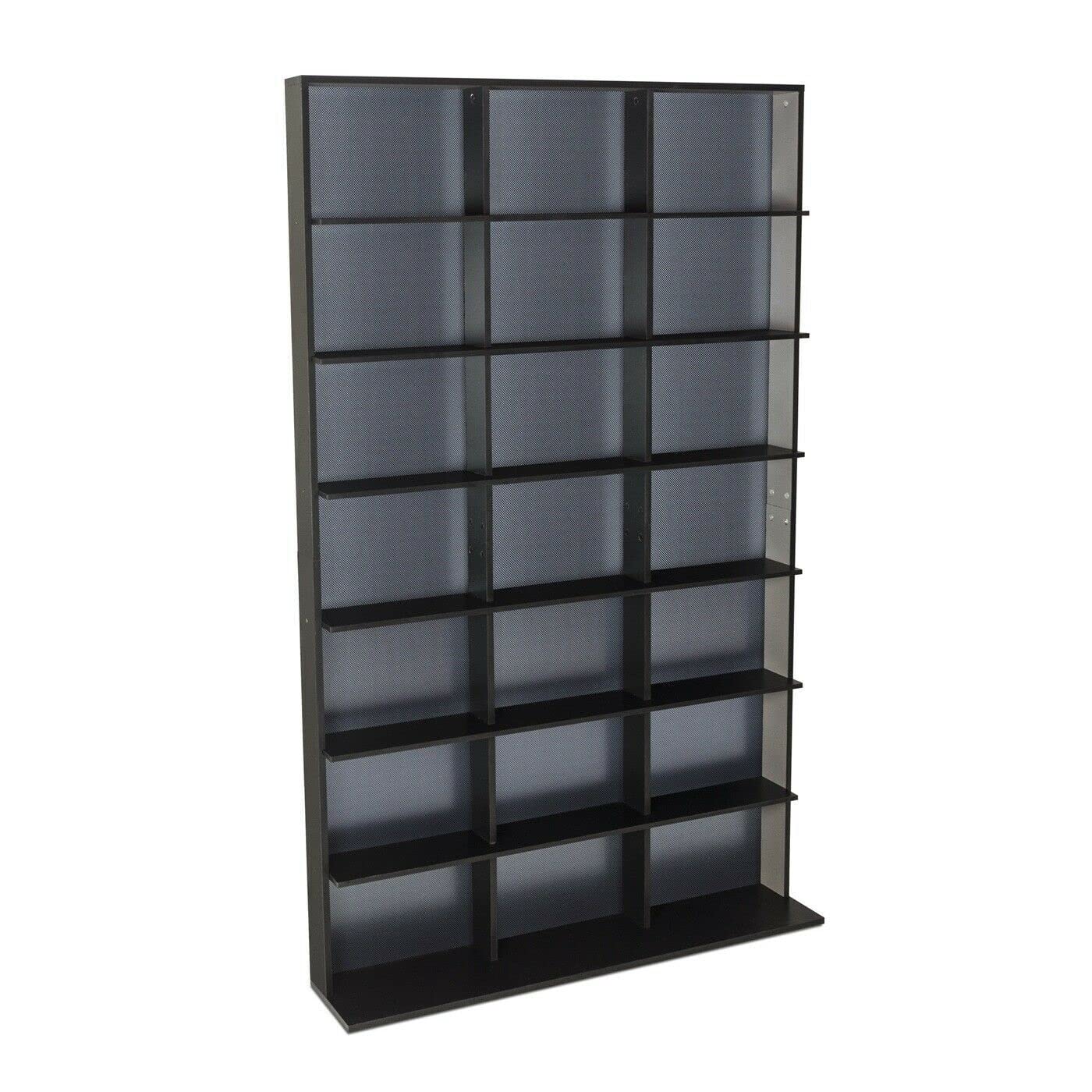 GKOMMERK 5-Shelf Media Storage Cabinet - DVD CD Organizer for Office & Home, Video Game & Movie Storage Tower with Adjustable Shelves - Perfect for Living Room, Home Theater, and Workspace Organization