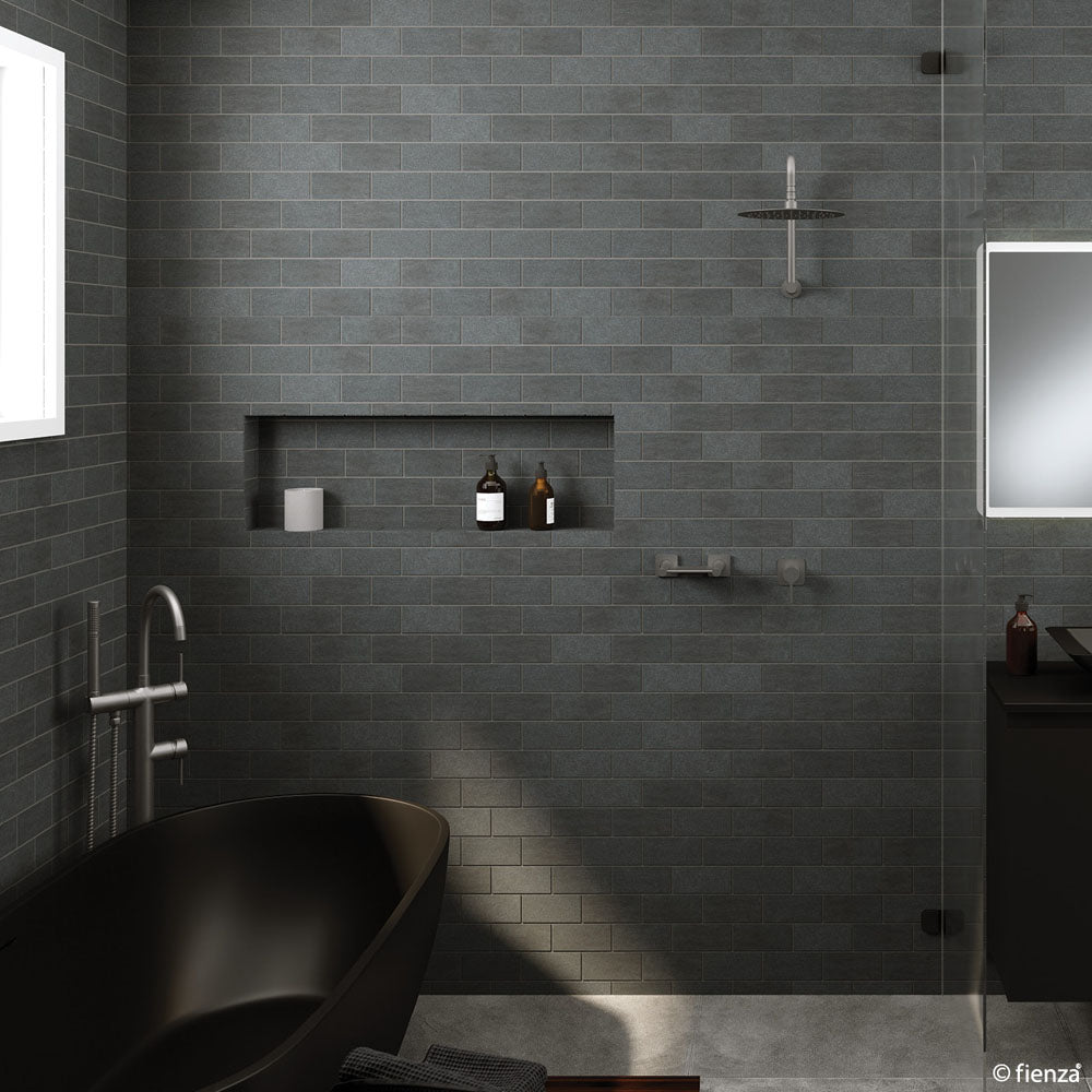 Fienza Kaya Small Round Plate Wall Mixer Faucet - Gunmetal Grey Finish for Bathroom & Kitchen Sink Installation