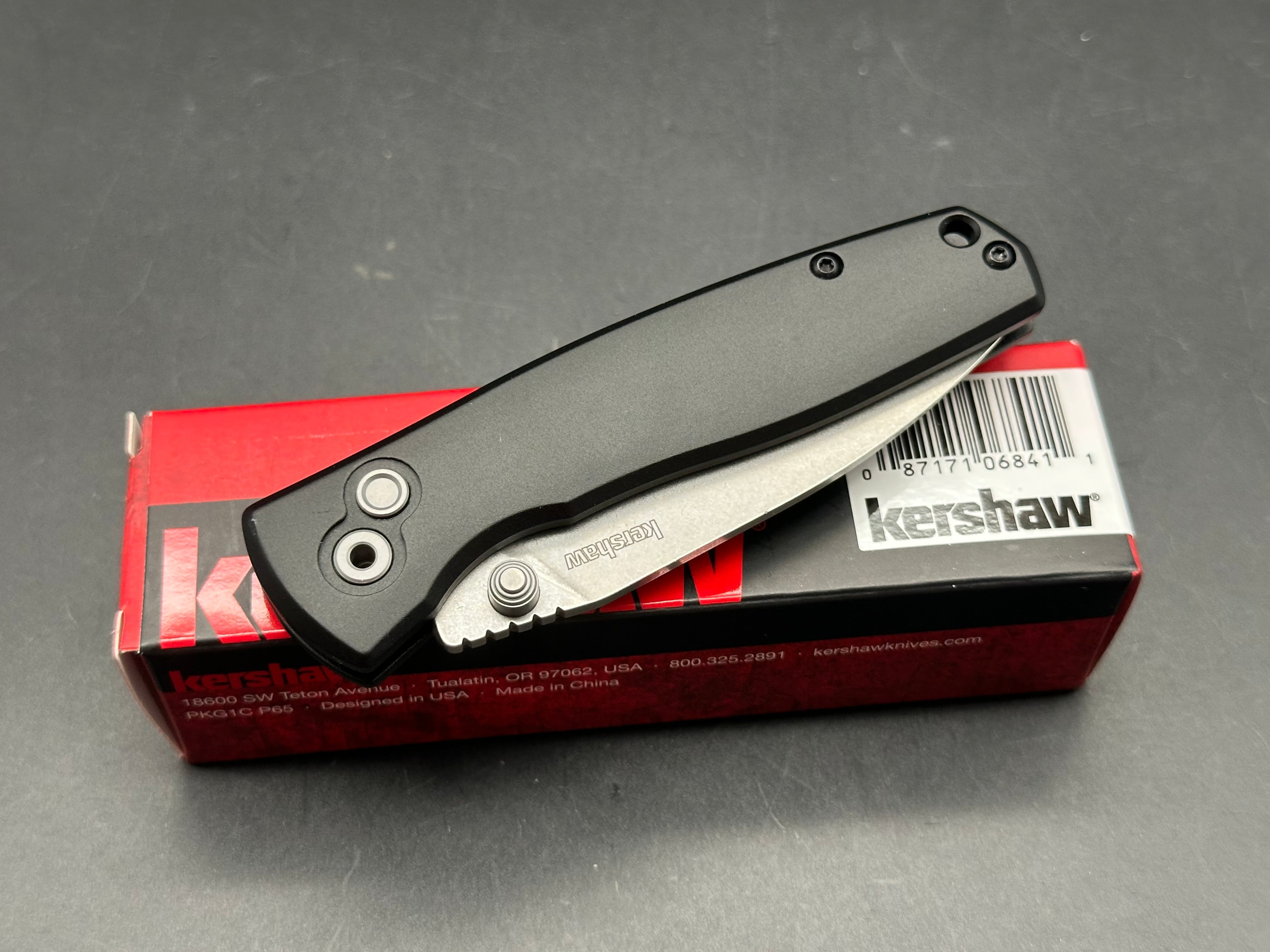 Kershaw Kindred Black Aluminum Handle D2 Spear Point Plain Edge Knife - Outdoor Camping, Hunting, Survival & EDC Tactical Folding Knife