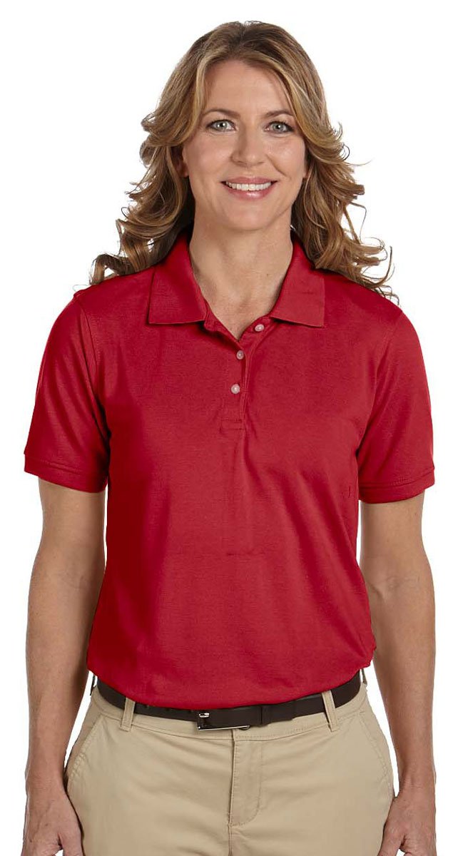 Women's Easy Blend Cotton Pique Polo Shirt - Breathable & Comfortable Casual Top in Red, X-Large Size | Perfect for Golf, Office Wear & Summer Outfits