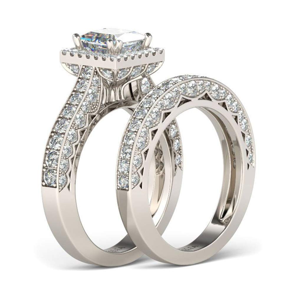 Jeulia Princess Cut Sterling Silver Halo Diamond Engagement Ring for Women - Cubic Zirconia CZ Bridal Wedding Ring Set with Jewelry Gift Box - Perfect for Proposals, Anniversaries & Special Occasions