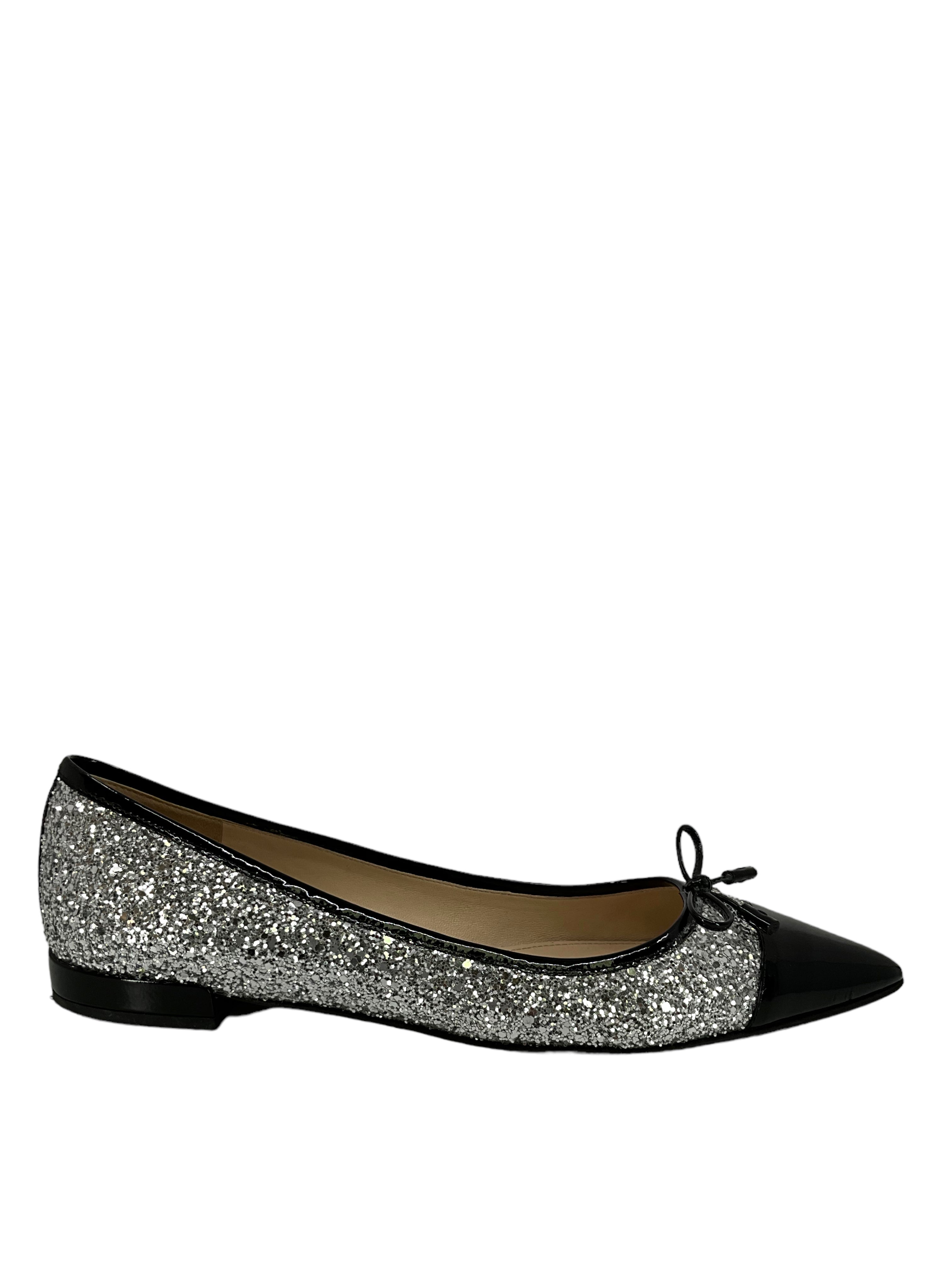 Prada Glitter Ballet Flats for Women - Size 9 US | Shimmering Evening Shoes for Parties, Weddings & Special Occasions