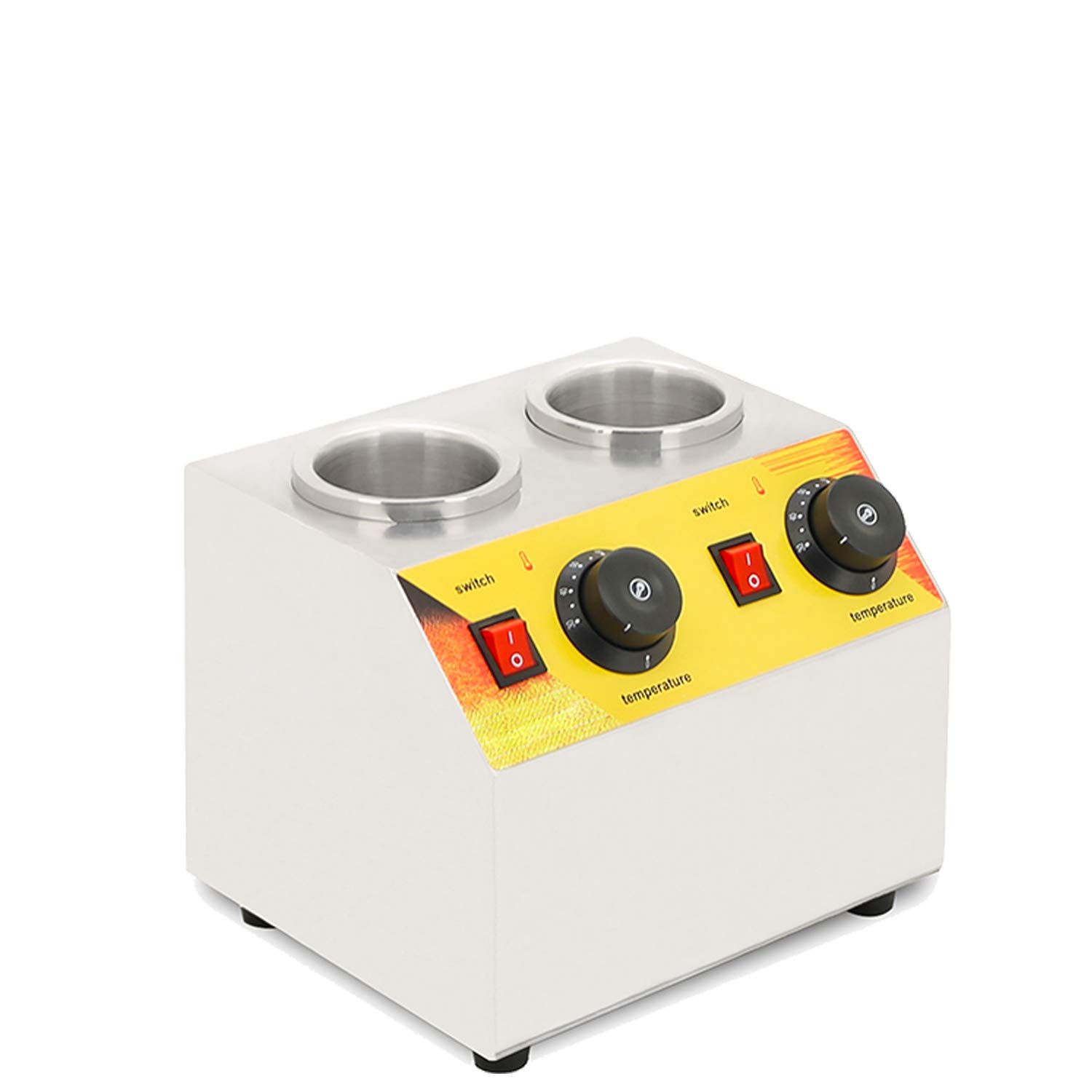 **550ml Electric Sauce Warmer Machine - Double Bottle Hot Cheese & Chocolate Dispenser for Fondue, Caramel, Fudge (Silver) - Perfect for Restaurants, Catering & Home Kitchen Use**