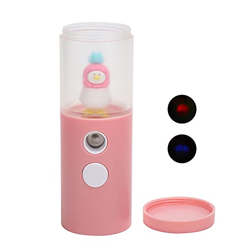 Portable Nano Mist Sprayer - USB Rechargeable Mini Facial Steamer for Hydration & Moisturizing, Handheld Beauty Skin Care Mister with Large Water Tank - Perfect for Travel, Home & Office Use (Pink)