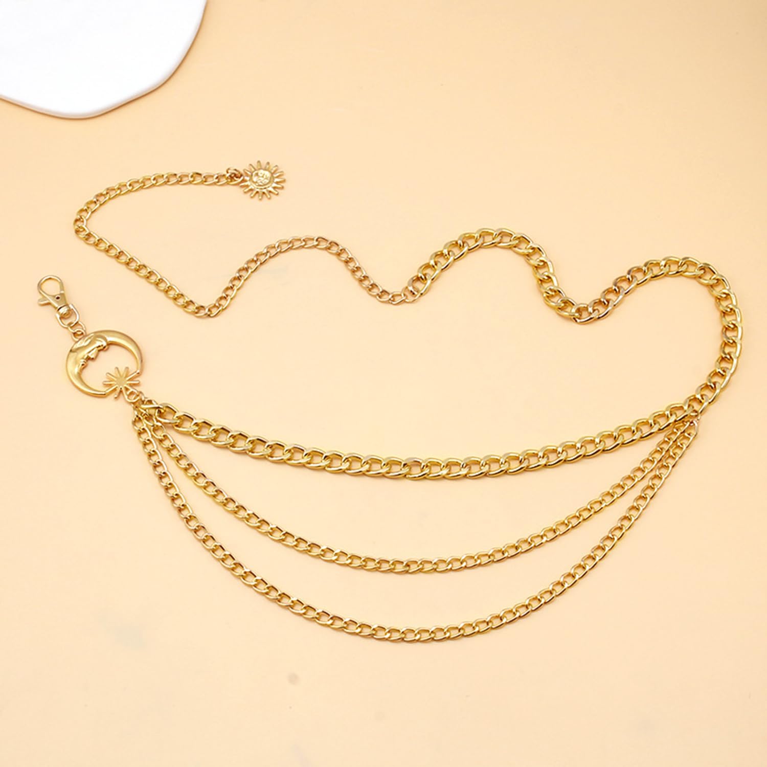 Peora Fashion 3 Layer Belly Chain Waist Jewelry for Women - Elegant Kamarbandh Multilayer Waist Chain Dress Belt for Beach, Party, and Festival Outfits
