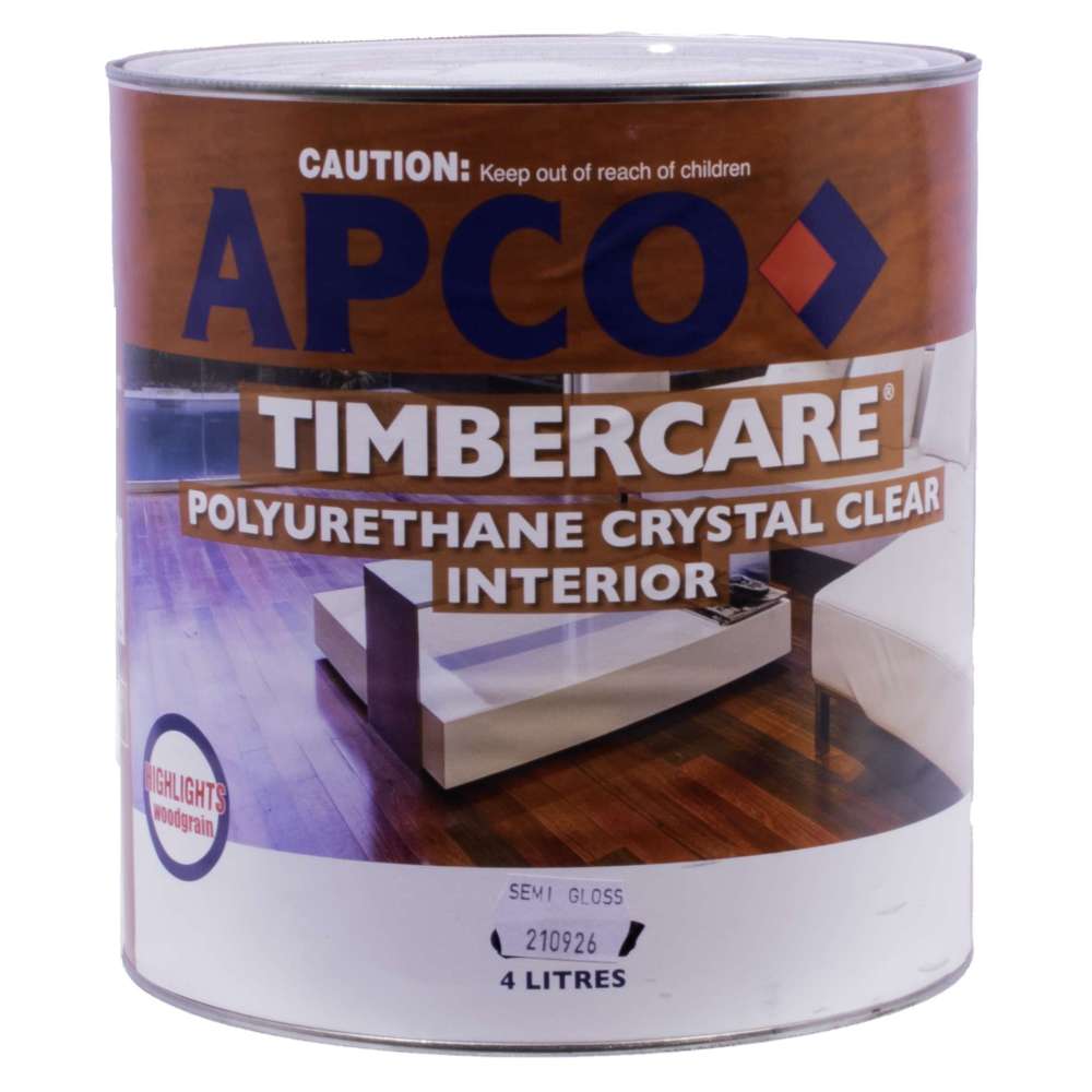 Apco Touchwood Semi-Gloss Polyurethane Clear Varnish 4L - Ideal for Wood Furniture, Cabinets & Flooring Protection