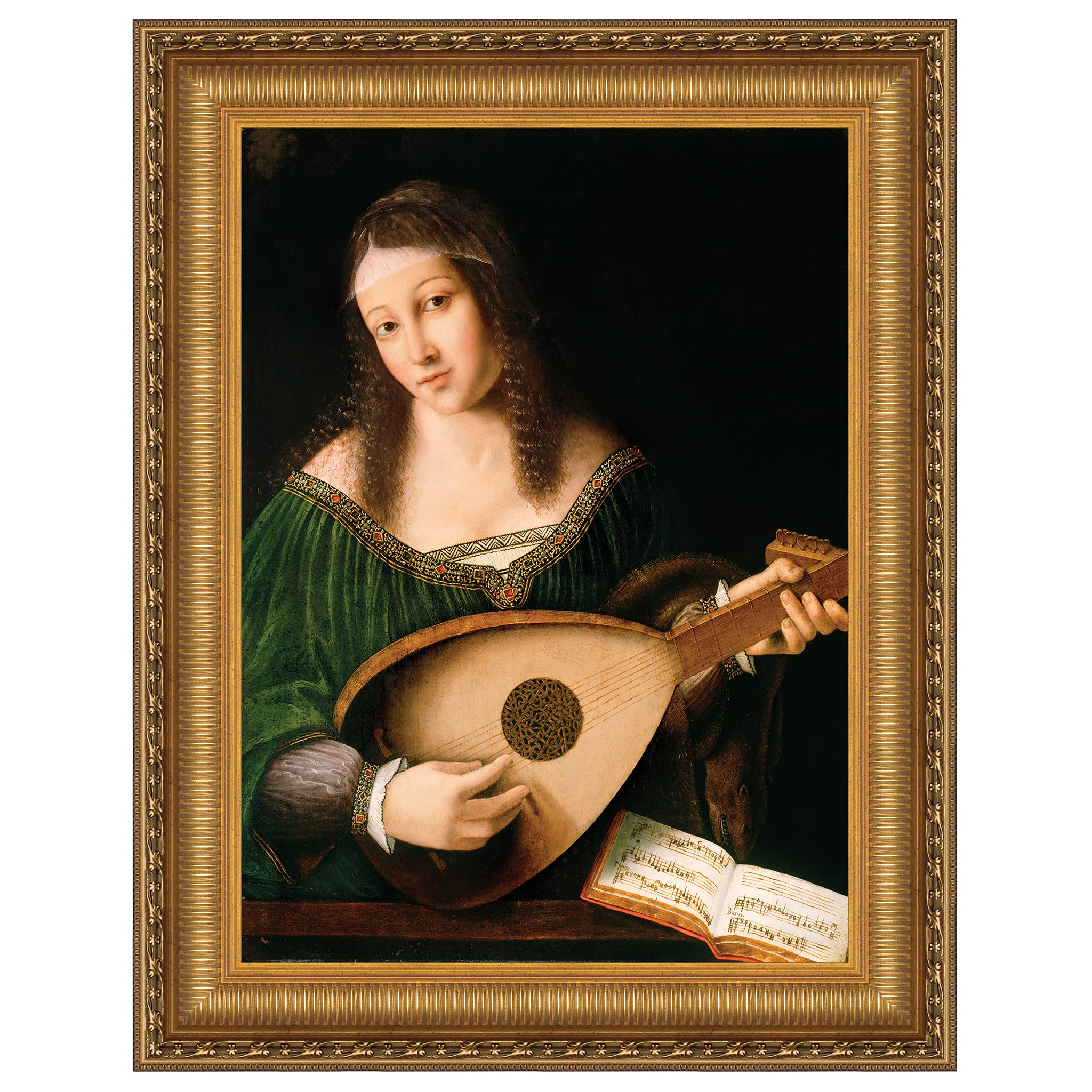 Design Toscano 'Lady Playing a Lute, 1530' Large Canvas Art Reproduction - Renaissance Wall Decor for Living Room, Bedroom & Office