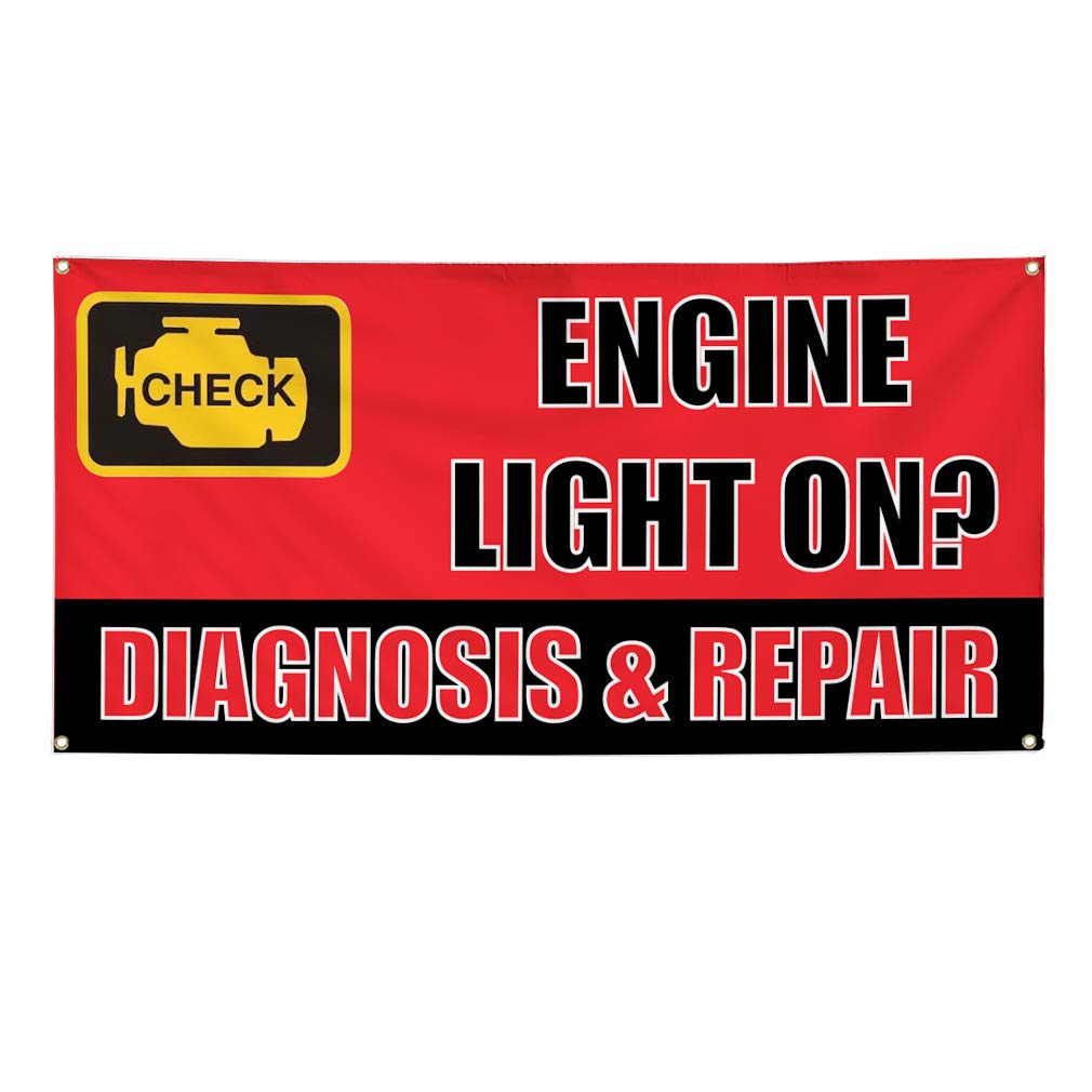Vinyl Banner - Multiple Sizes (48x96 Inches) with 8 Grommets | Weatherproof, Durable for Outdoor & Industrial Use | Perfect for Engine Light Diagnostics, Auto Repair Shops, Yard Signs & Commercial Advertising