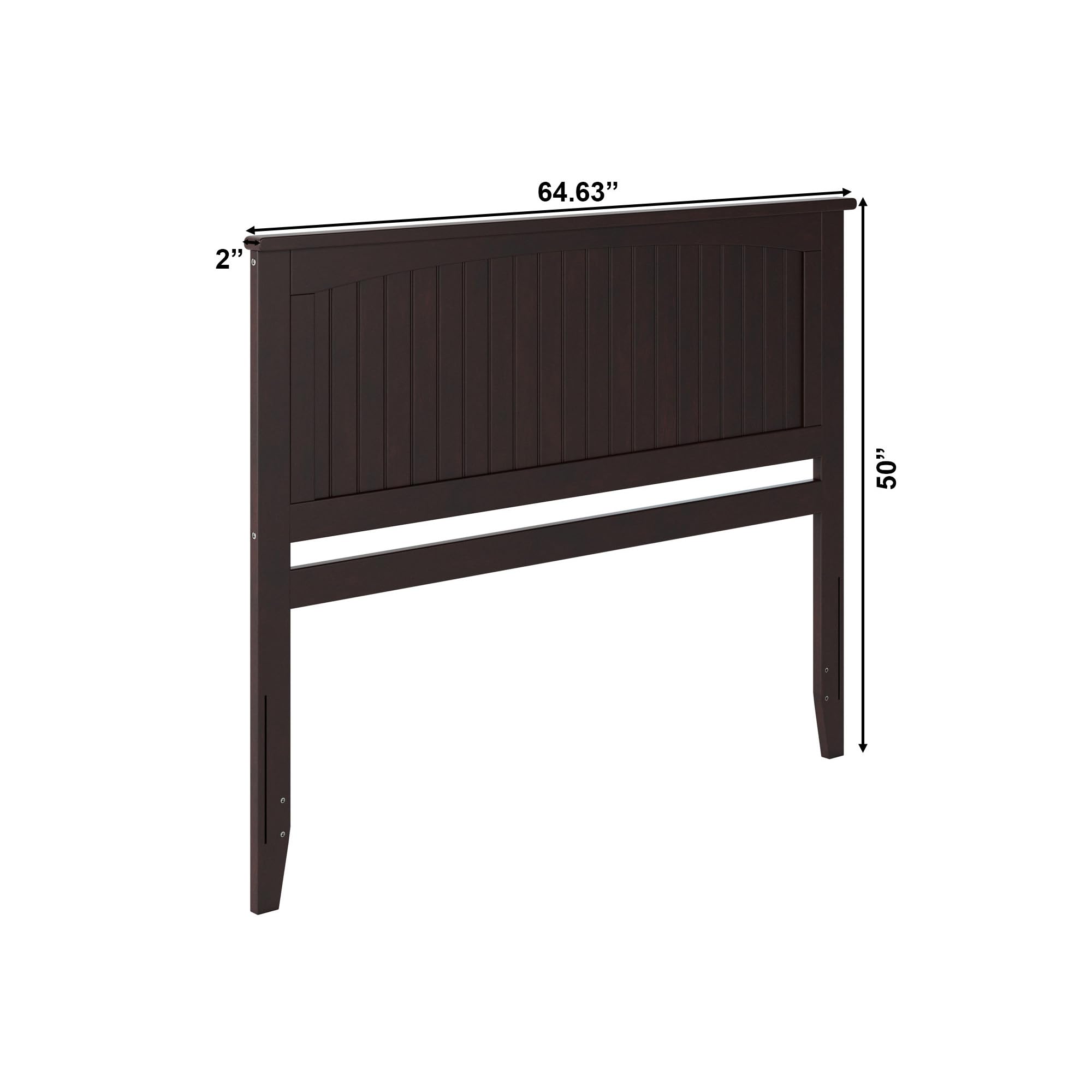 AFI Nantucket Queen Solid Wood Panel Headboard with USB Charging Ports - Espresso Brown Bed Frame for Master Bedroom & Guest Room Decor