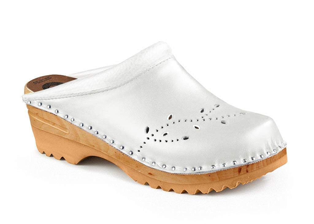Troentorp Women's Comfortable Leather Clogs - Slip-Resistant Garden Shoes for Women, Perfect for Gardening, Nursing & Outdoor Activities