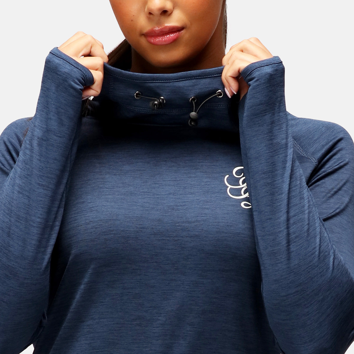 TKB Navy Cowl Neck Hoodie for Women - Soft Fleece Pullover Sweatshirt with Pocket | Casual Winter Wear, Loungewear, and Outdoor Activities