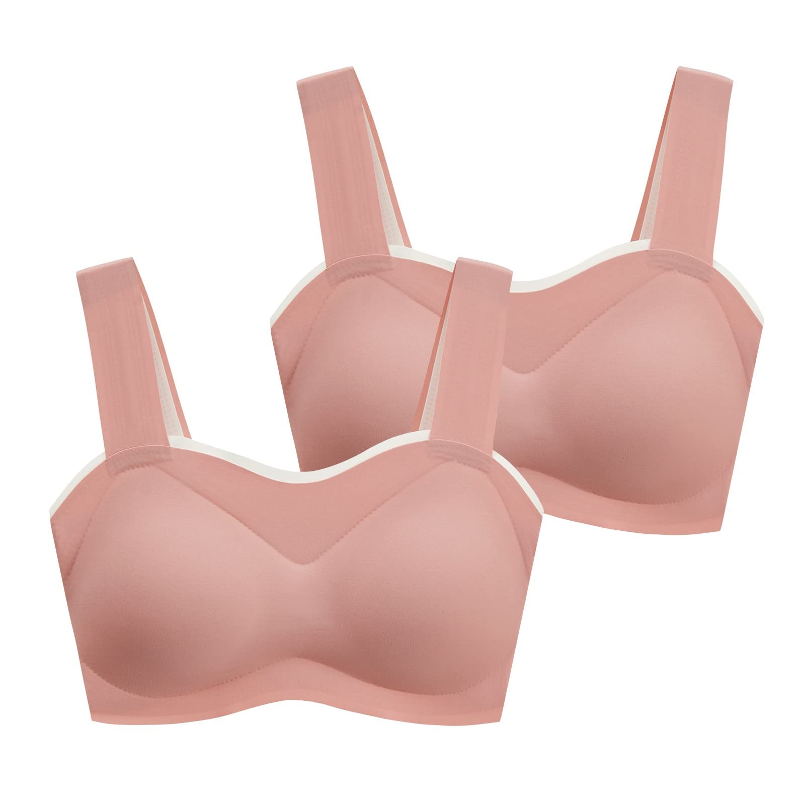 2PCS Seamless Rimless Sports Bras for Women - Wireless Tank Style Bra with Beauty Back Wrap & Removable Cross Straps - Perfect for Yoga, Gym Workouts and Everyday Comfort