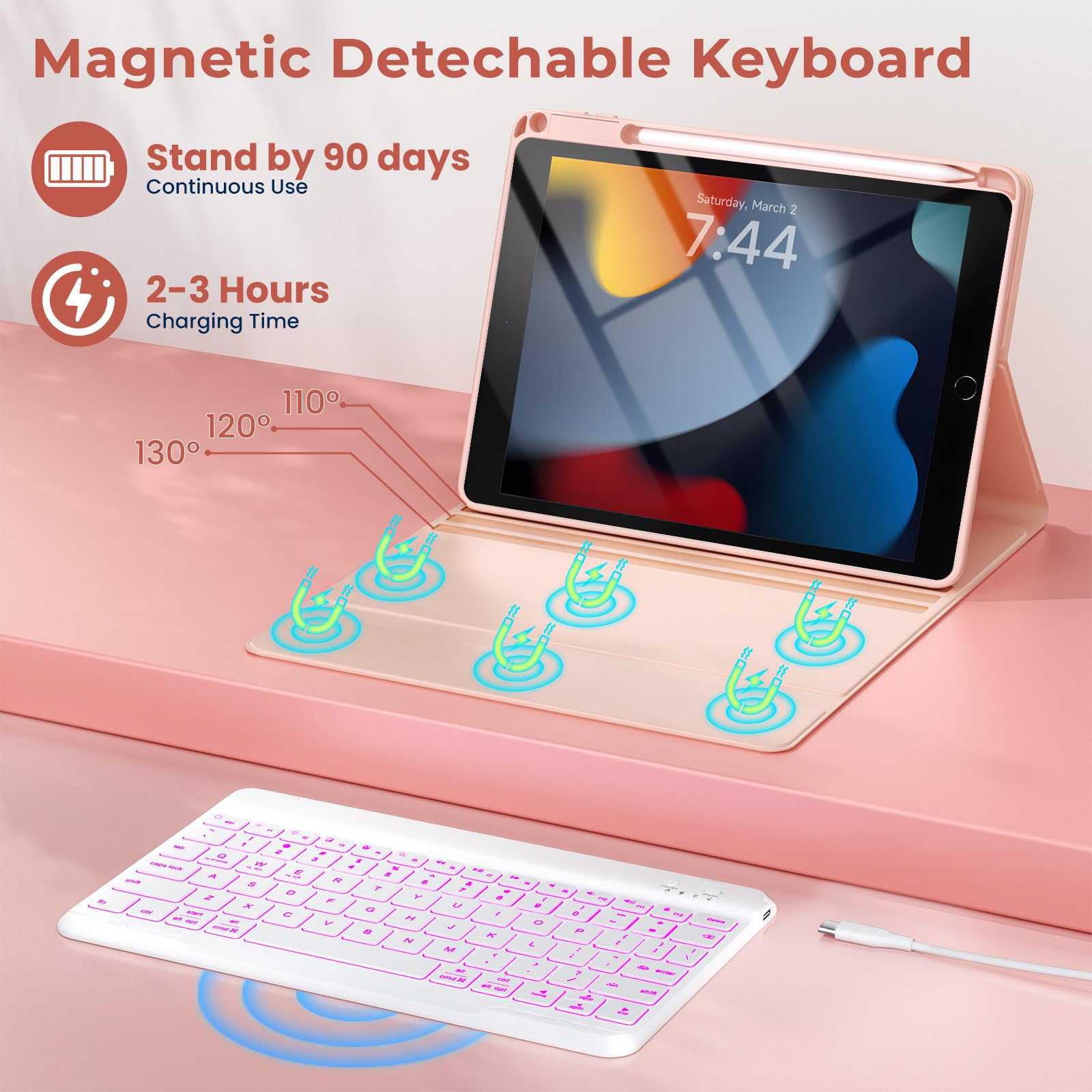 Premium Bluetooth Keyboard Case for iPad 7th/8th/9th Gen 10.2